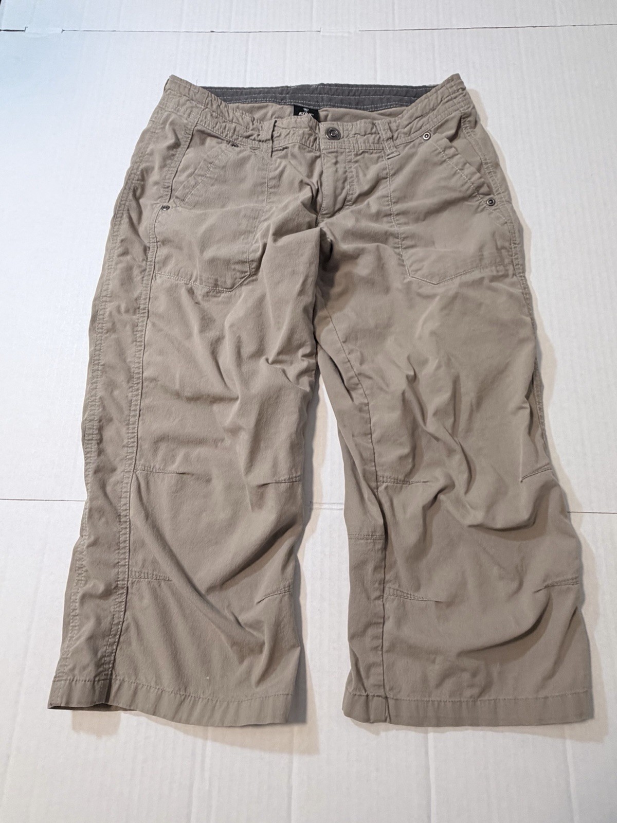 Kuhl Splash Roll Up Cargo Hiking Pants Womens 6 Tan Khaki Capri Outdoor Trekking