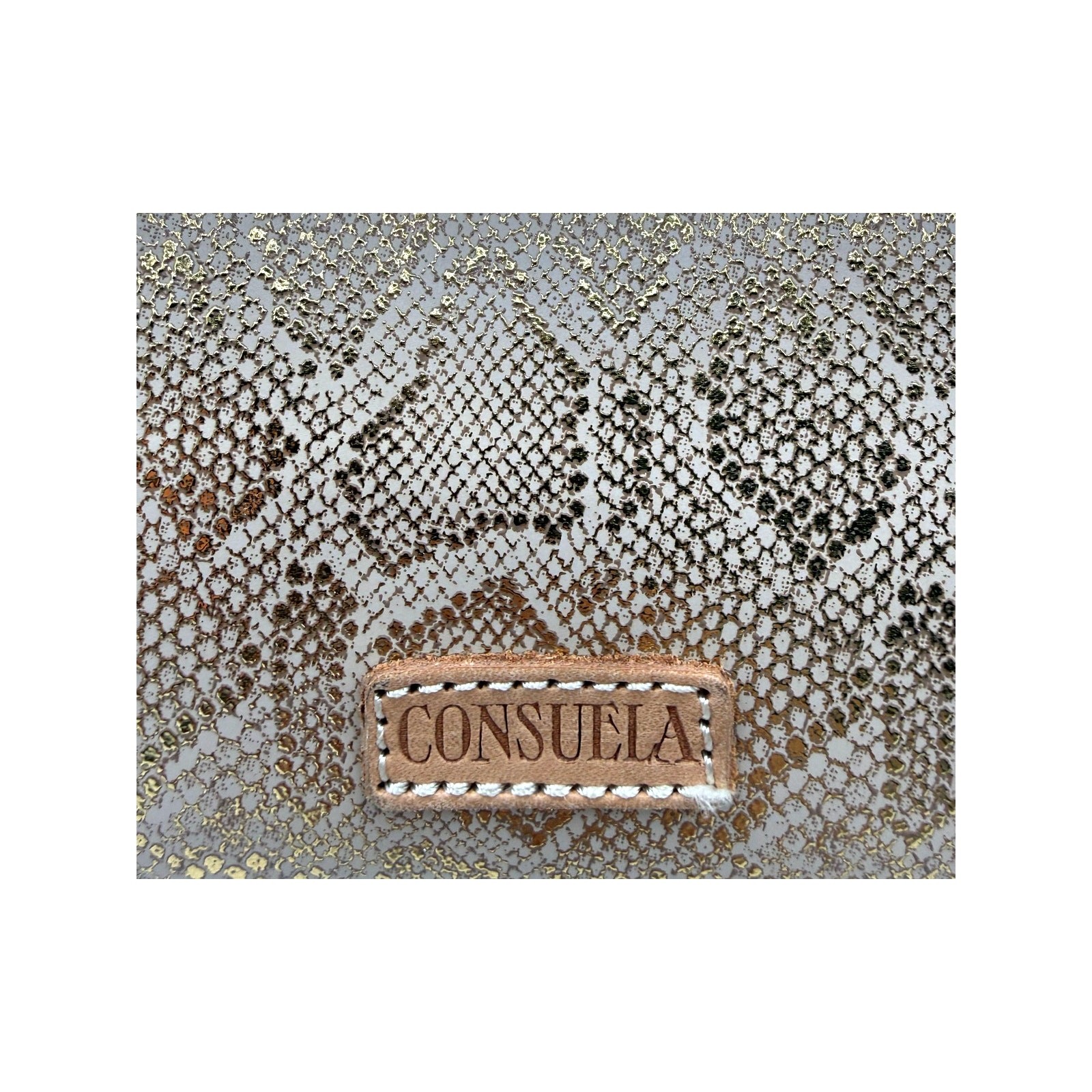 Consuela Leah Midtown Leather Crossbody W/Metallic Gold Snakeskin Print