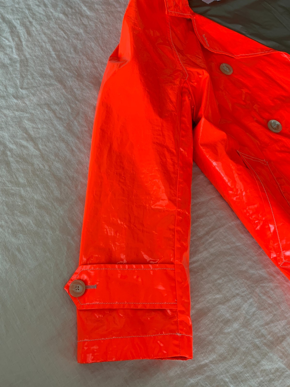 Aspesi Long Raincoat Bright Orange with Removable Insulated (Thermore) Lining