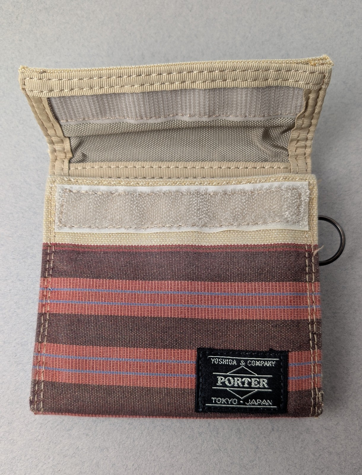 Porter Tokyo Yoshida Sunbrella Trifold Canvas Wallet – Beige/Red