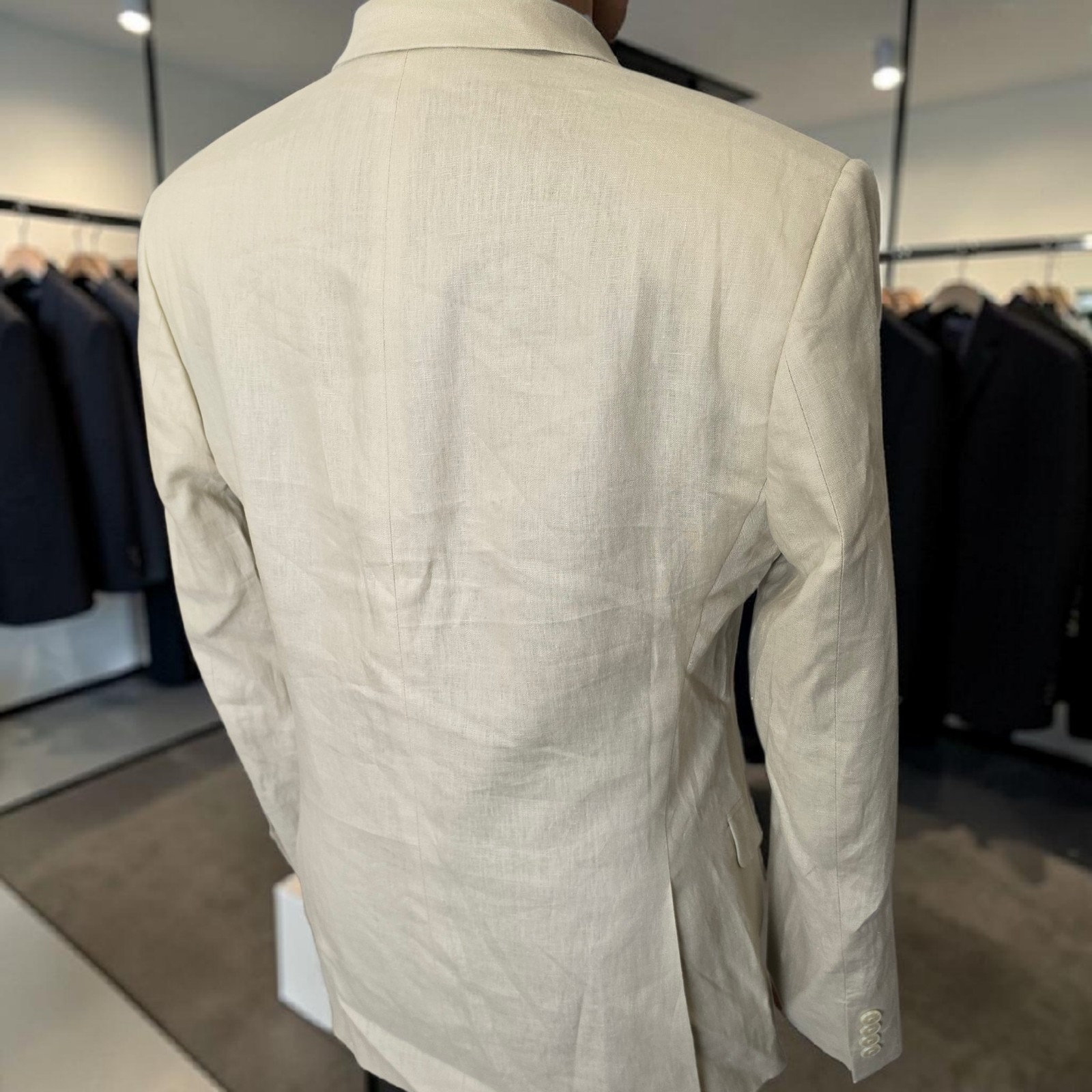 New Calvin Klein Linen Blazer 42r Dual Vent Beige