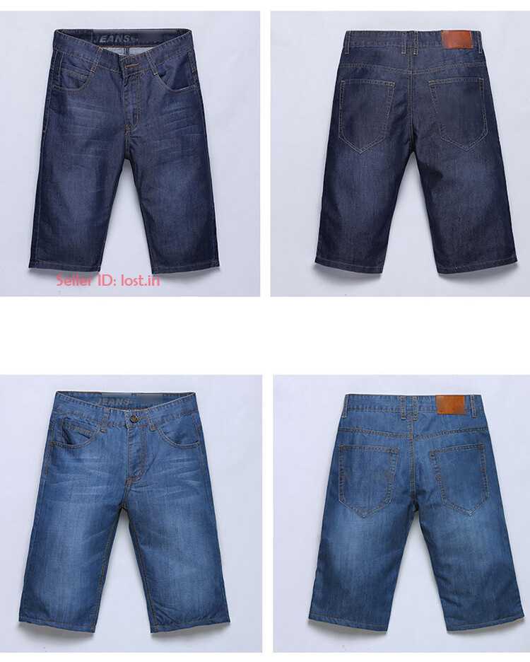 Men Denim Shorts Half Pant Casual Loose Jeans Stretch Cargo Denim Pants Big Size