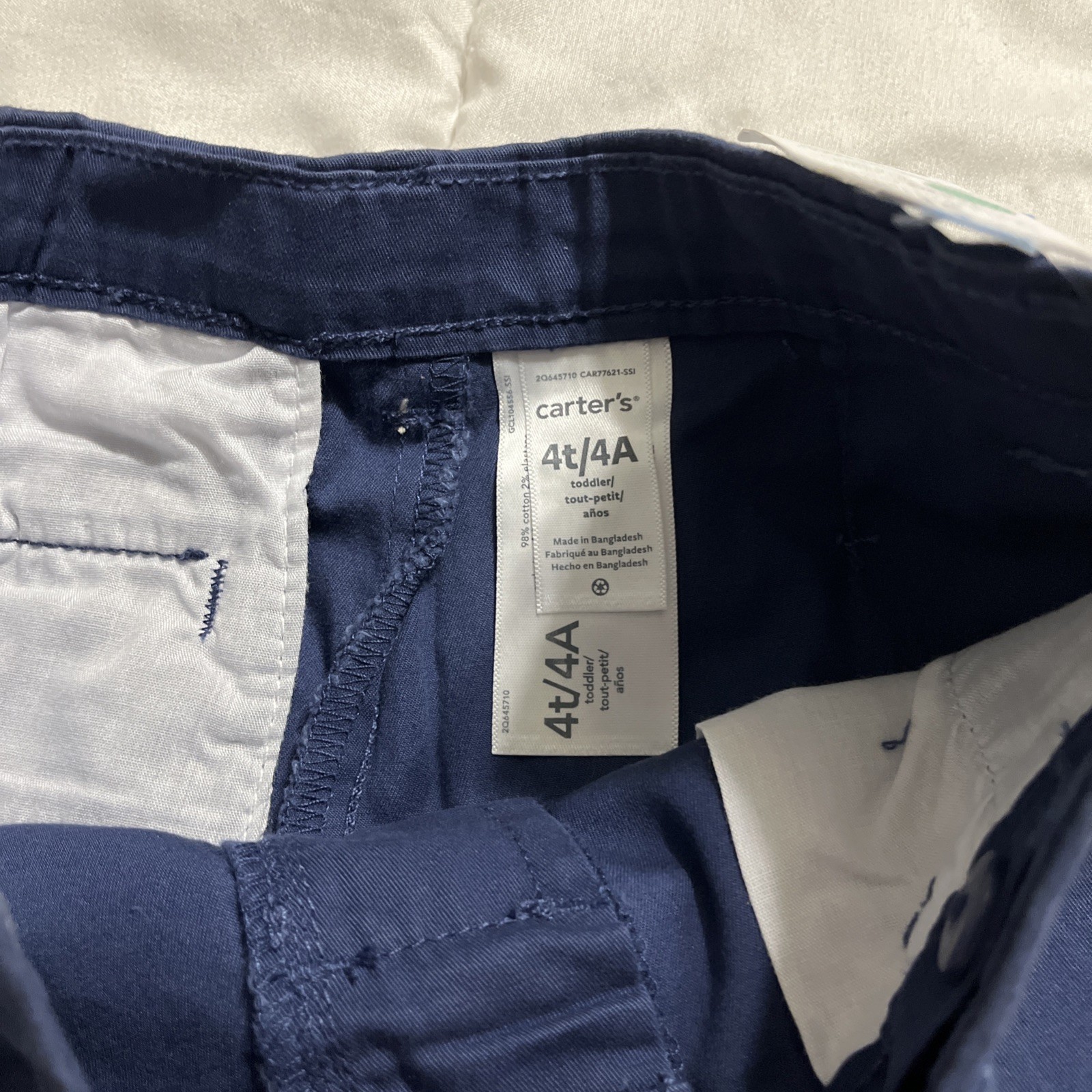 Carter’s 4T/4A Navy Solid Adjustable Waist Shorts 98% Cotton/2% Elastane NWT
