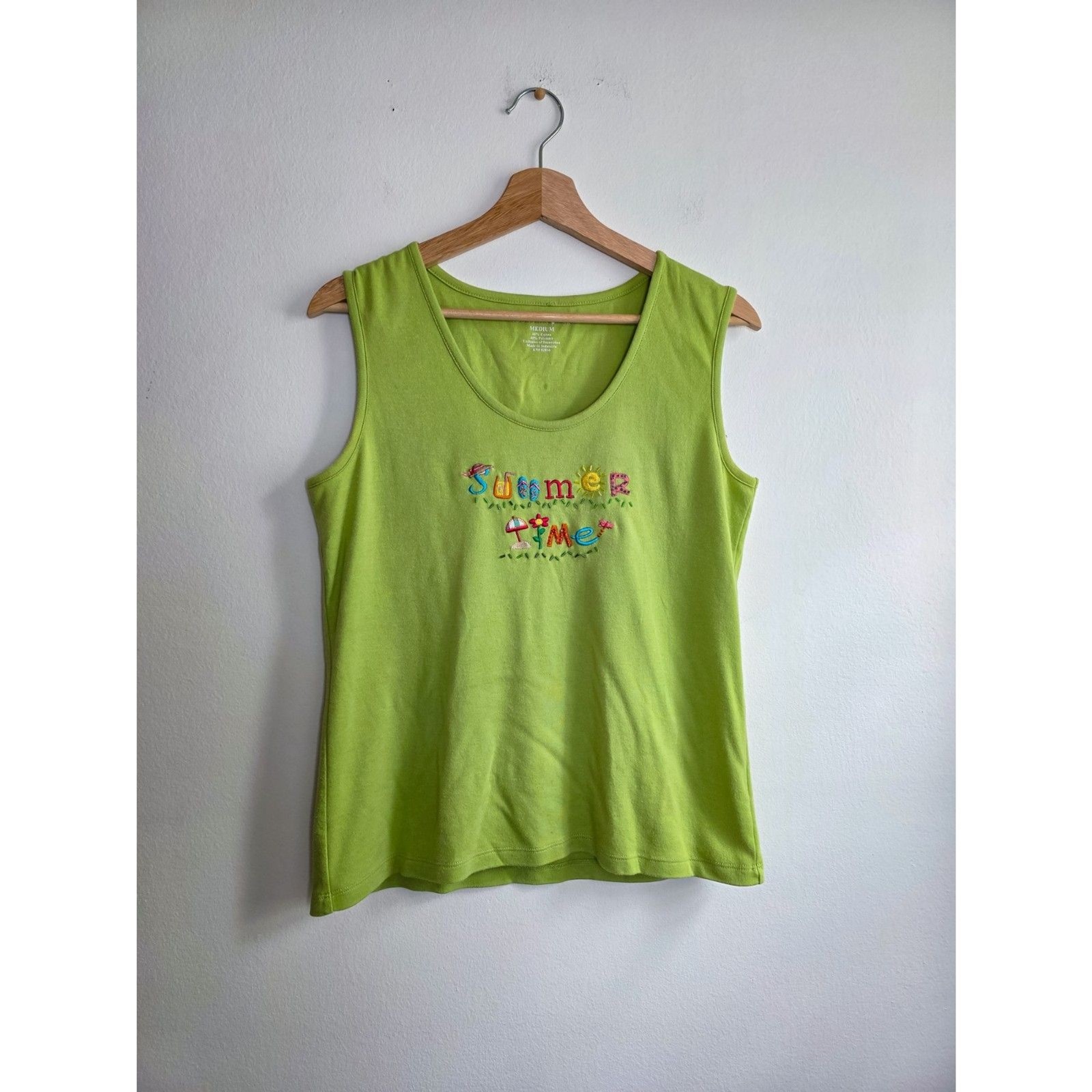 Vintage Y2K Mountain Lake Beaded Embroidered Summer Time Tank