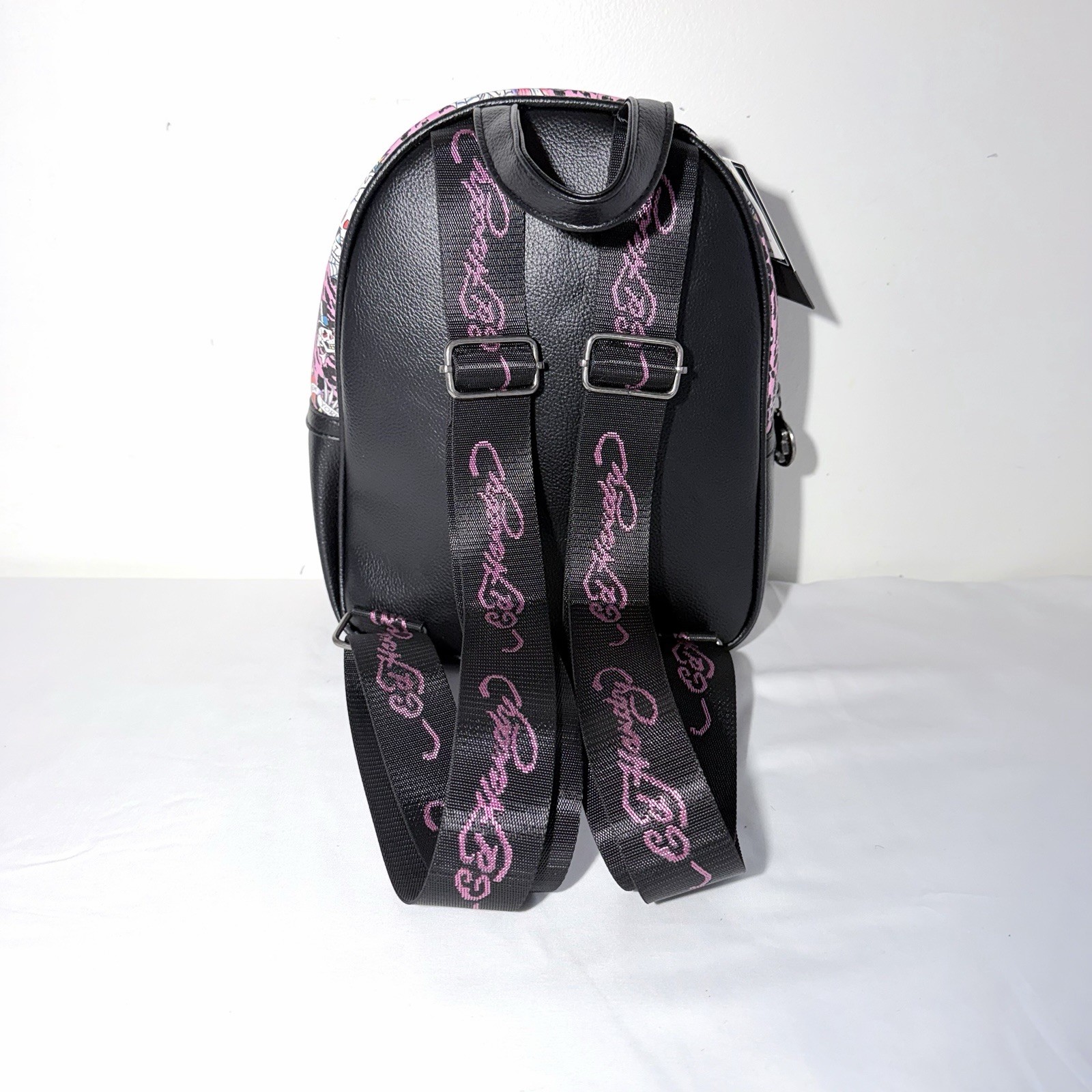 Ed Hardy Adjustable Pink Leopard Print Traditional Skulls Backpack Purse NWT