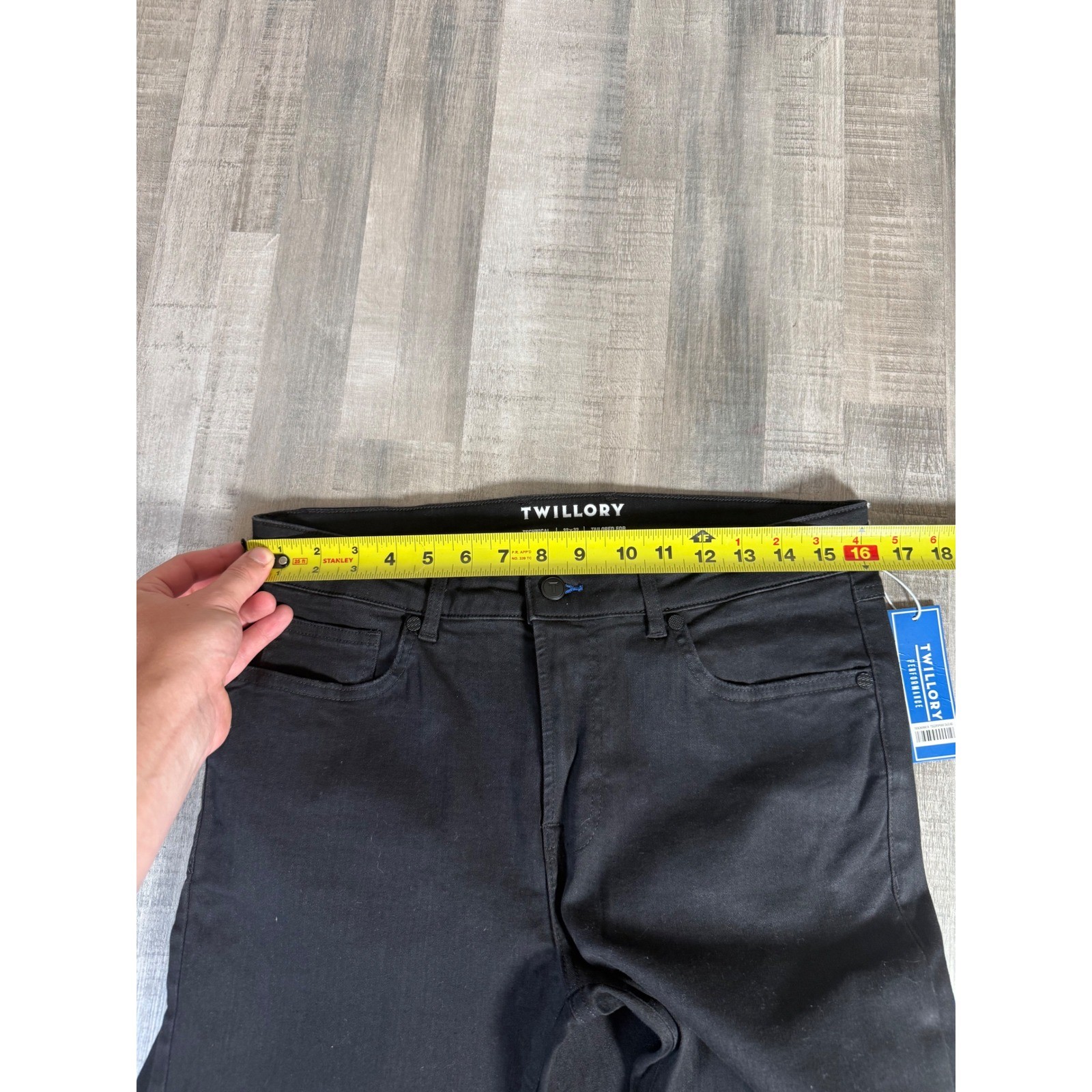 Twillory Performance Technical Denim Mens 32×32 Black Trim Fit Stretch Pants NWT