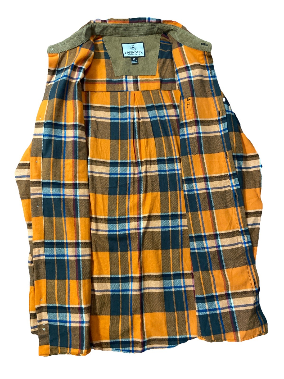 Legendary Whitetails Men’s Orange Plaid Long Sleeve Flannel Button Up Size LT