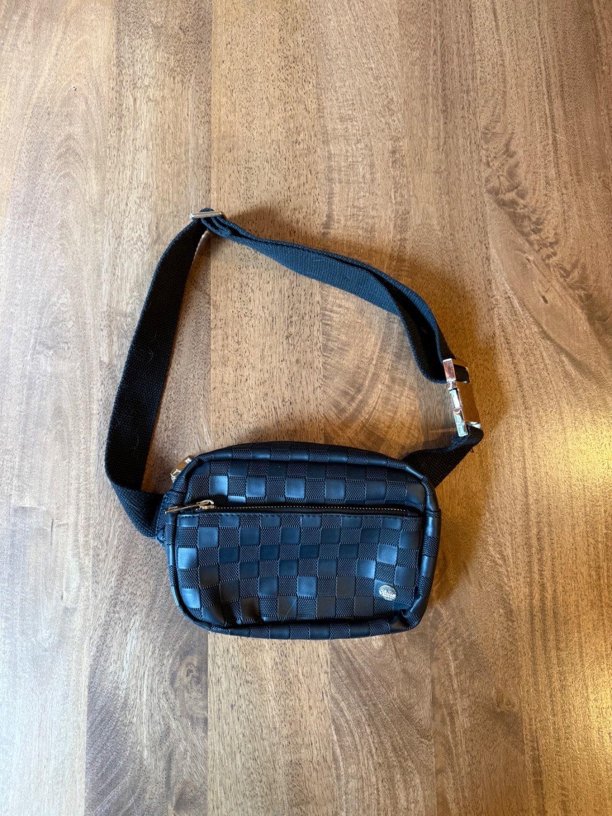 The Darling Effect Crossbody Bag In Urban check Black 100% Vegan Leather