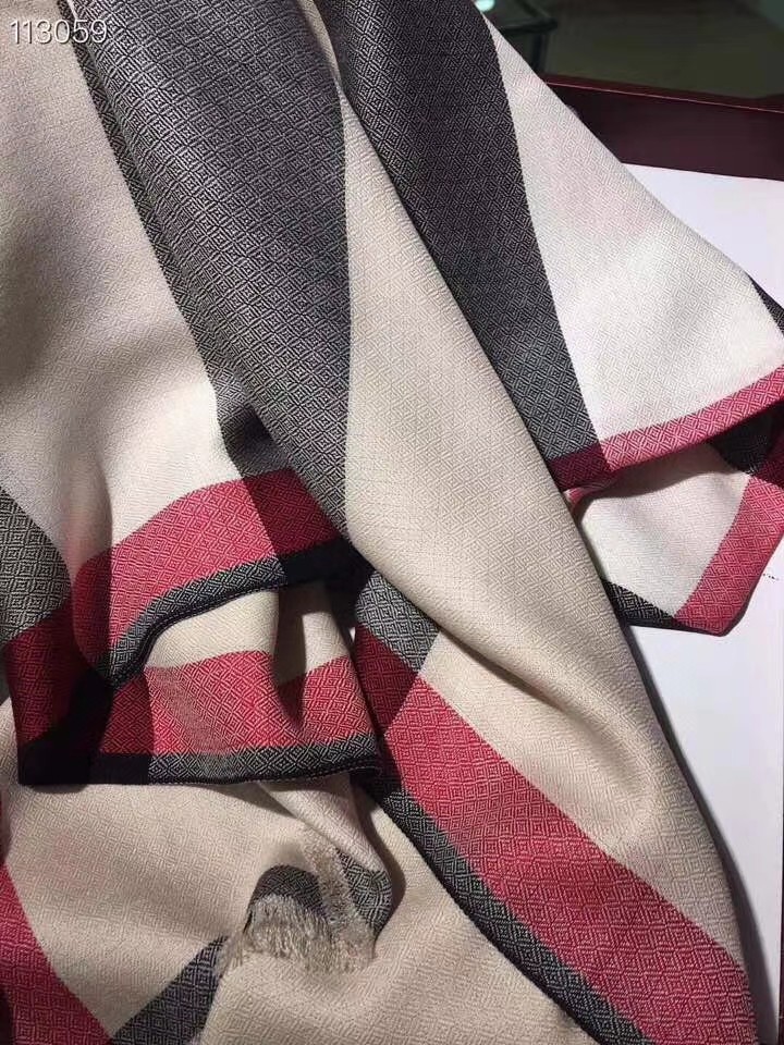 BURBERRY SCARF SHAWL AUTHENTIC 100% CASHMERE BEIGE BROWN BLACK CLASSIC LOGO