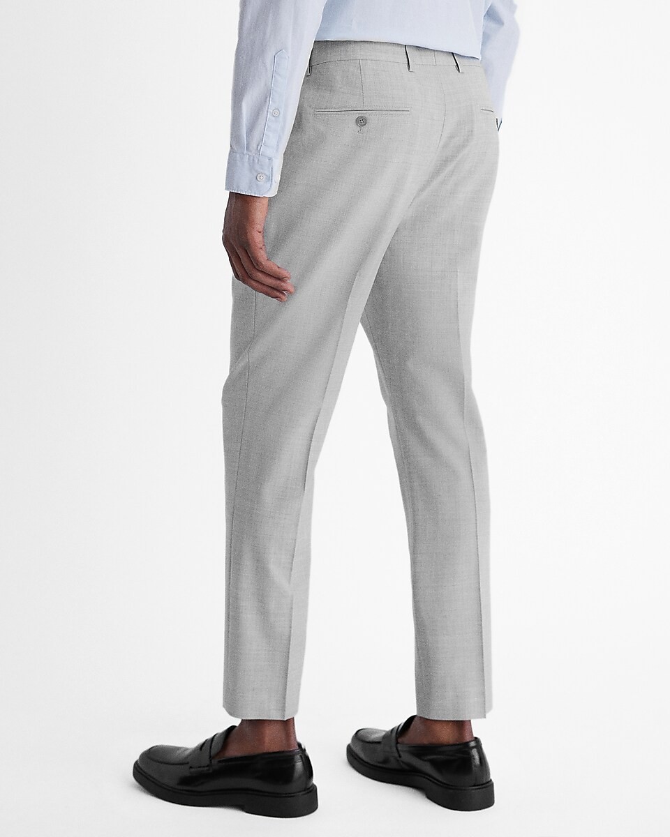 NEW EXPRESS $128 GRAY SLIM WOOL BLEND WASHABLE MODERN TECH SUIT PANT SZ 31/32