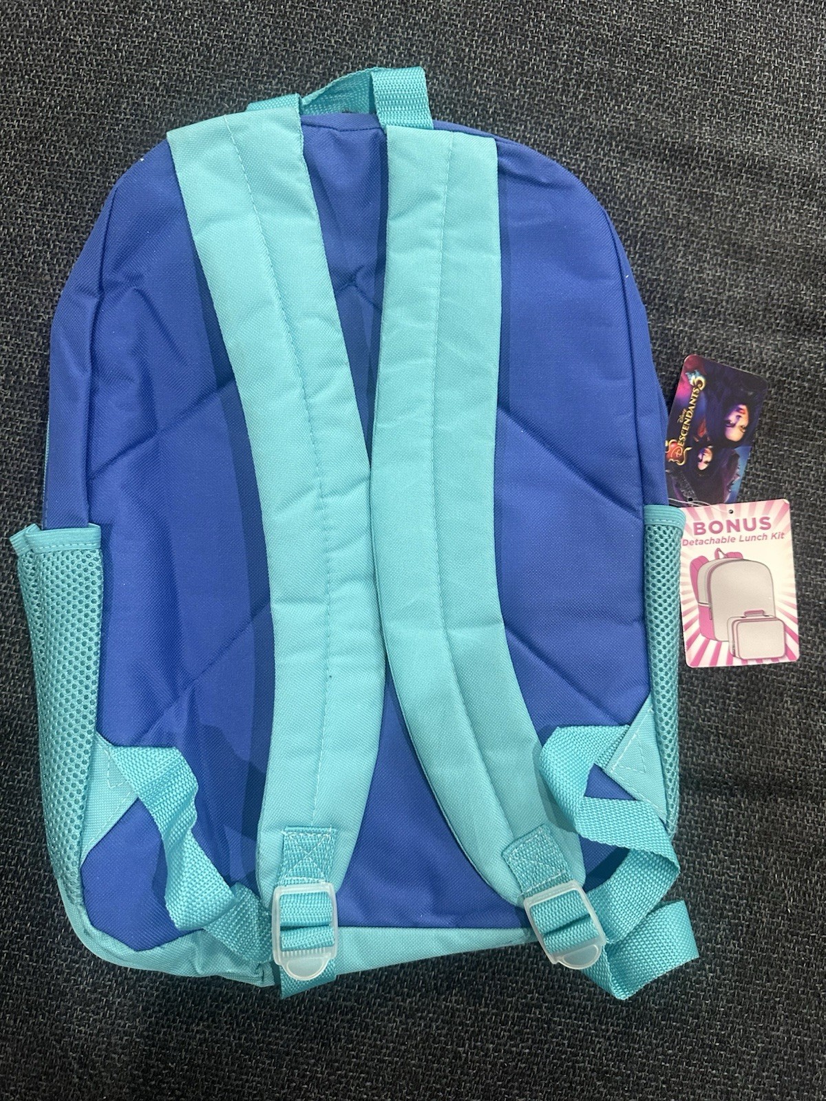 Disney Descendants Large 16” Blue/Teal Polyester Backpack Zip Pockets
