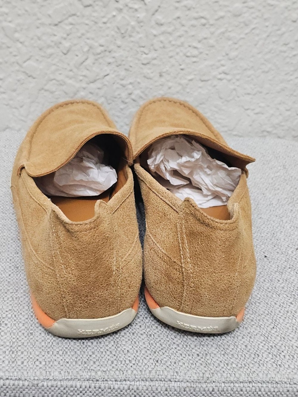 Hermès Paris Tan Suede Slip-On Loafers Driving Shoes Size 43.5