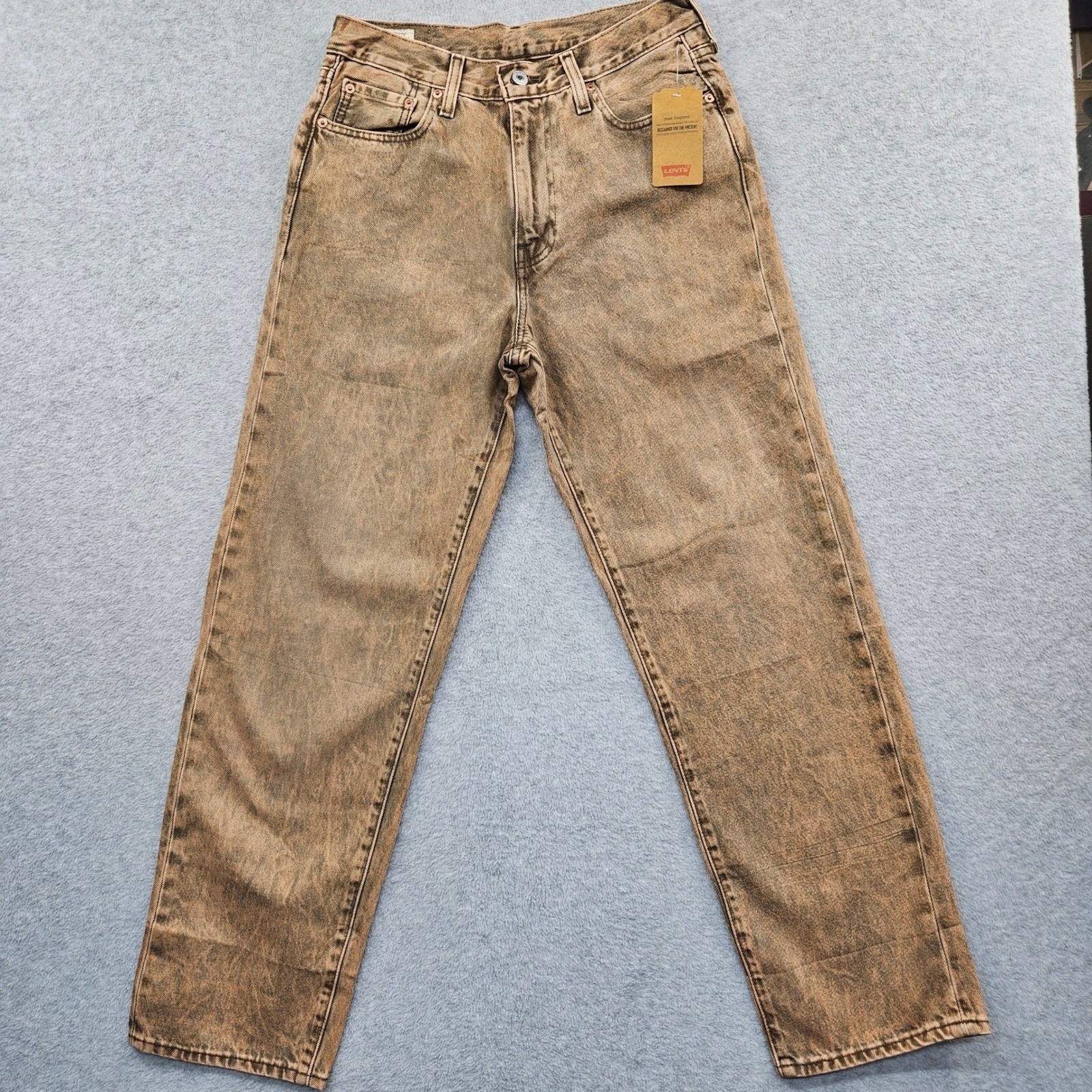 Levis Mens 568 30×32 FIT 30×31 Loose Straight PREMIUM Jean RARE Orange Acid Wash