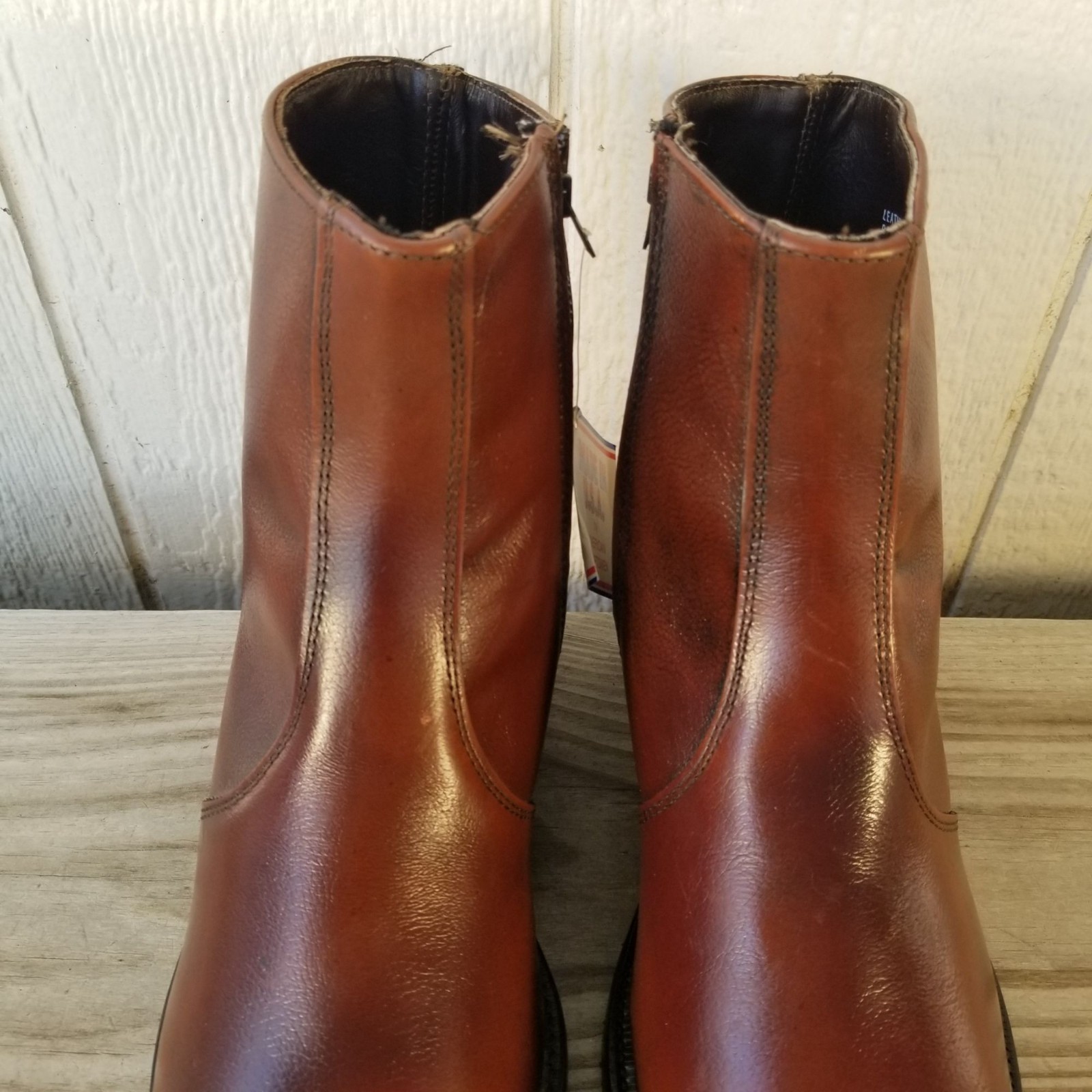 Lehigh Classic Mens Brown Leather Ankle Side Zip Boots Steel Toe 9 E 1785 USA