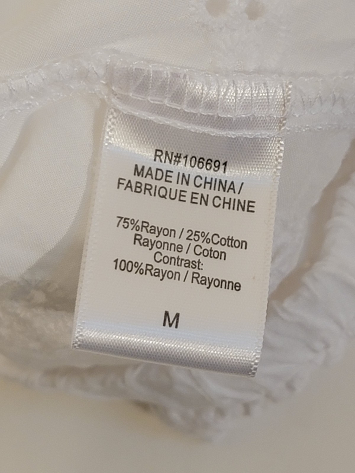 YFB Set Womens Medium White Eyelet Blouse & Skirt Lined 100% Rayon Hand Wash