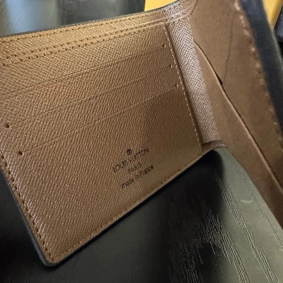 Louis Vuitton Brown Logo Bifold Men’s Wallet Folding- Free Shipping