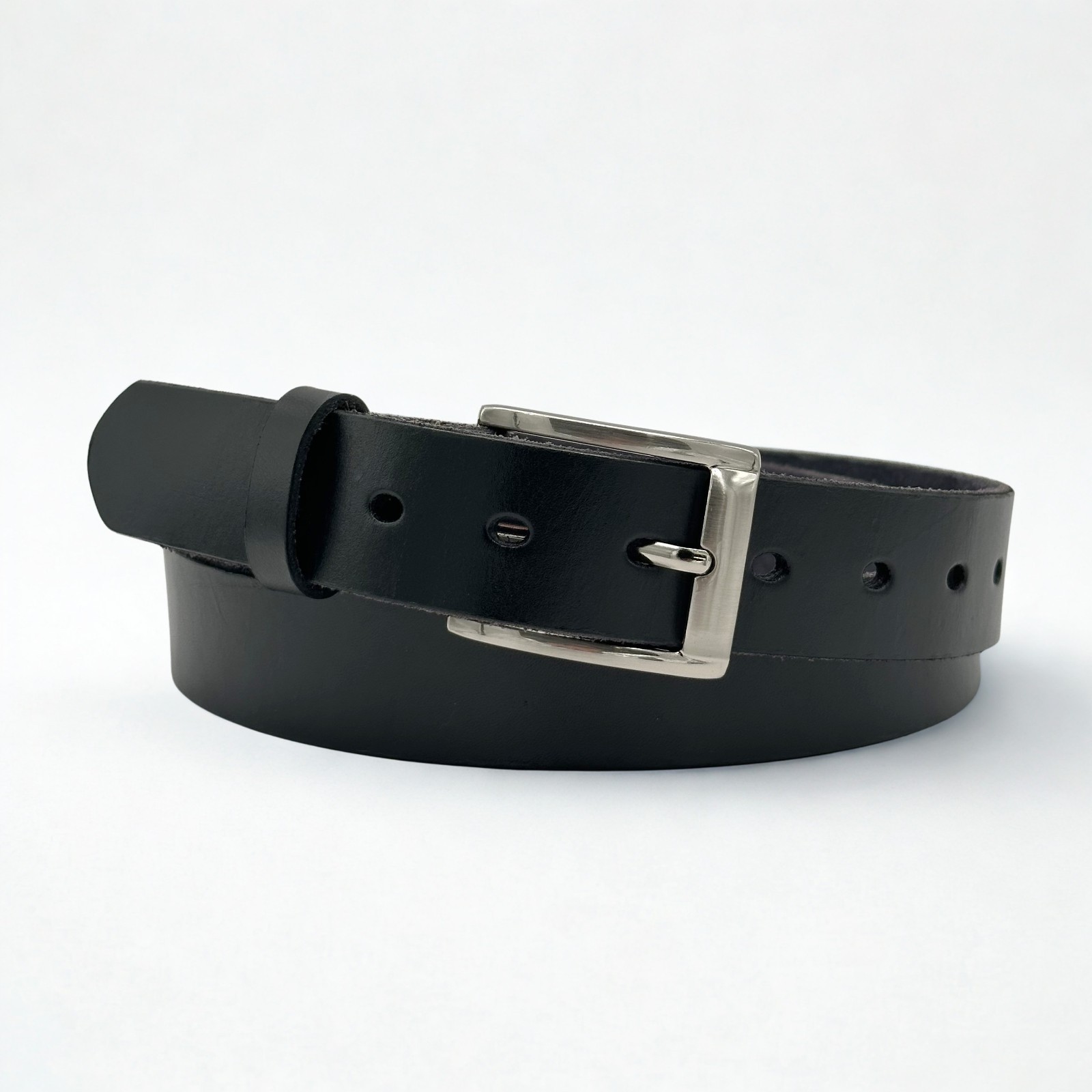 Men’s Genuine Buffalo Full Grain Leather Black Belt Width 1.35″ US Made