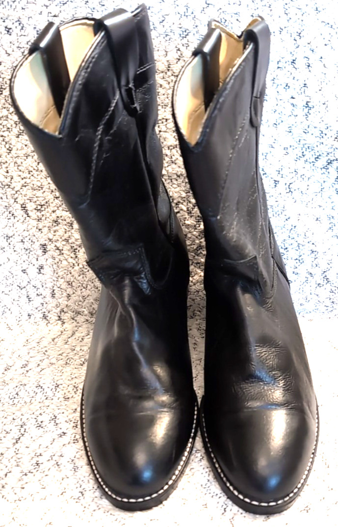 Texas Brand Black Leather Western Cowboy Boots Size 6 D -Style B 2800