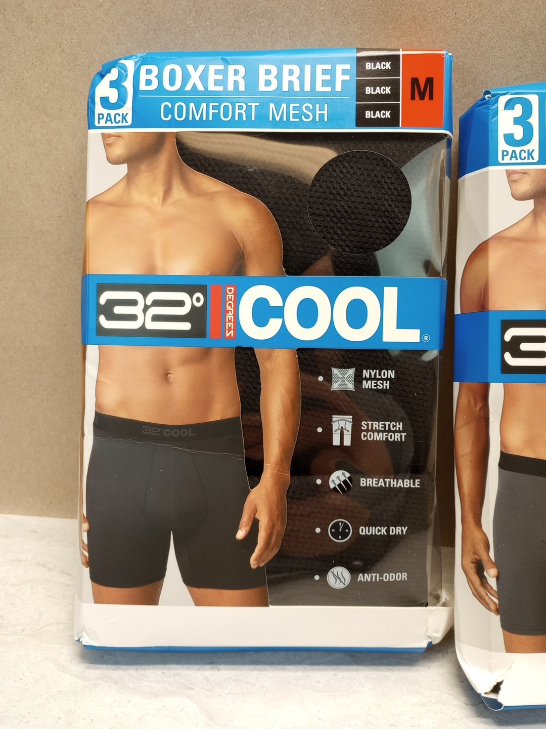 6 Pack – 32 Degrees Cool Men’s Comfort Mesh Boxer Brief Multicolor Sz. M