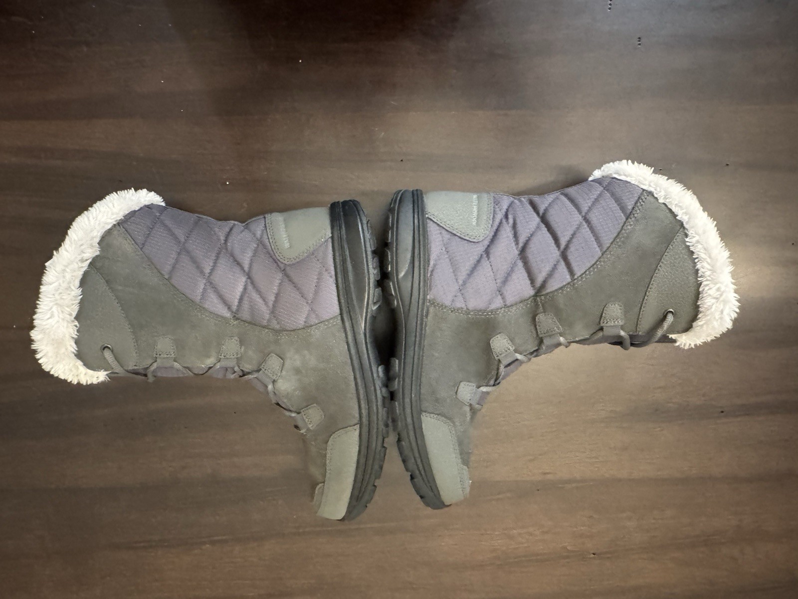 Columbia Ice Maiden II Women’s Gray Lace-Up Fur Trim Insulated Snow Boot US 10