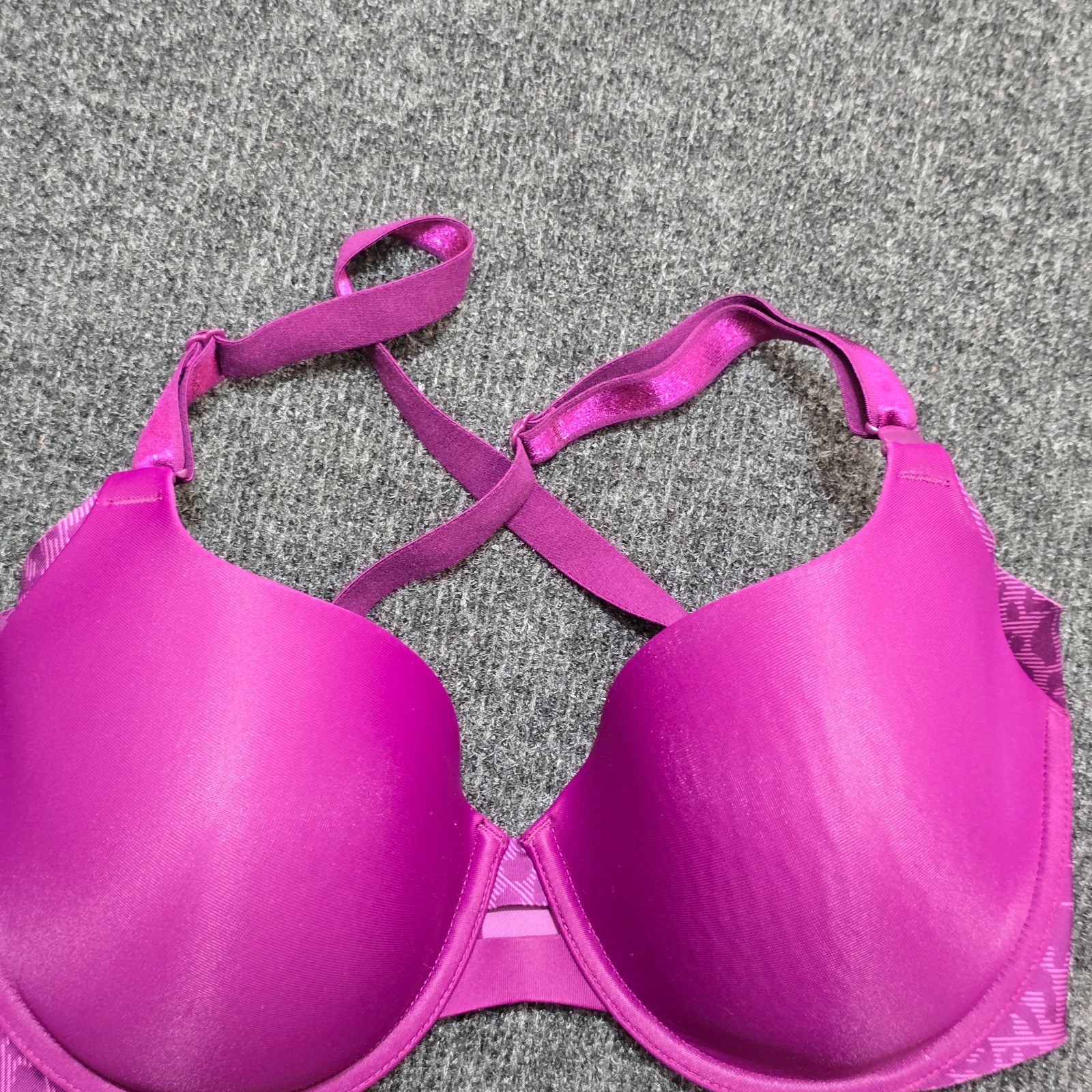 Warner’s RB5781A RB5781T Bra 36D Purple Leopard Print Sides Convertible Straps U