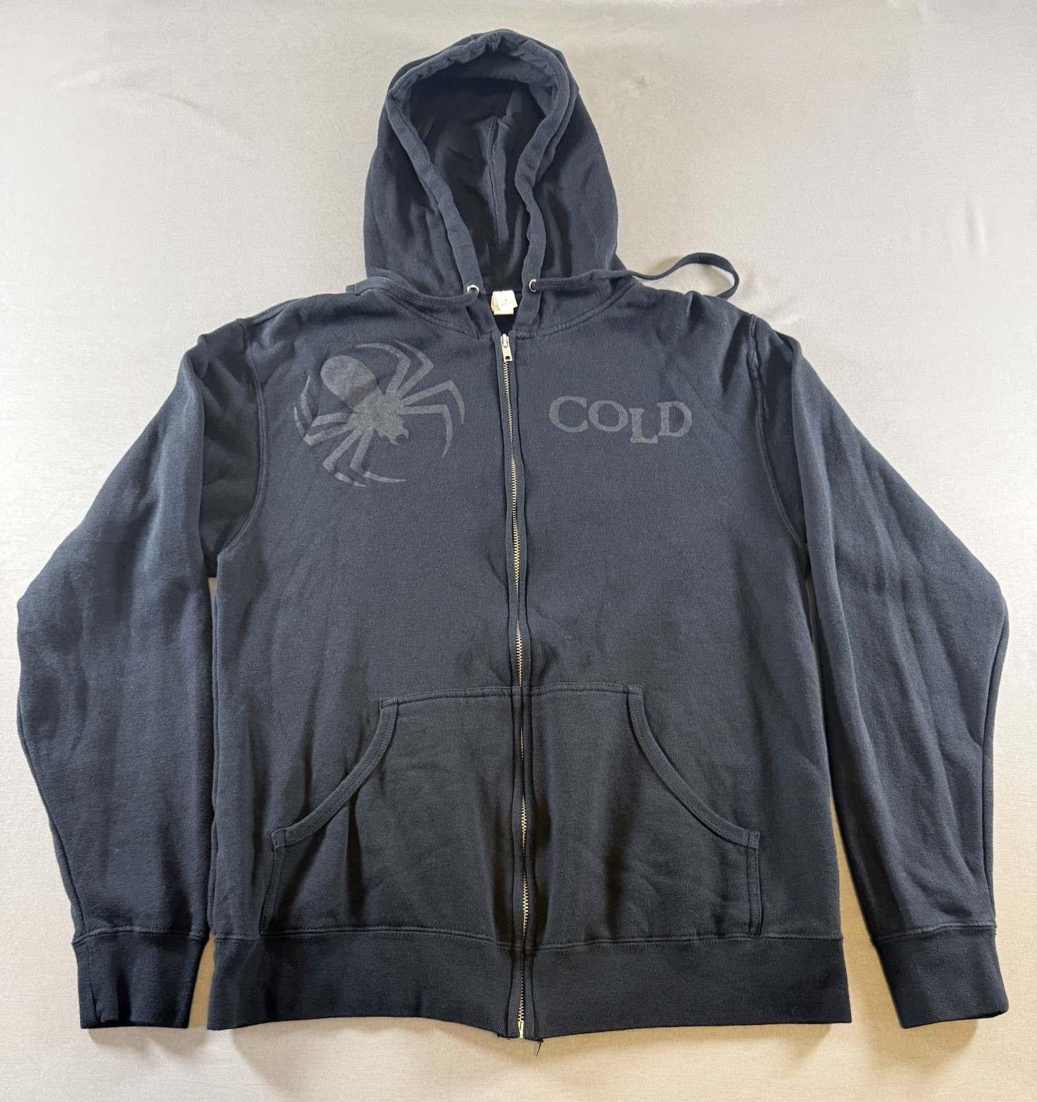 COLD Army Band Music Spider Hoodie Zipper Kangaroo Pockets Drawstring Black M