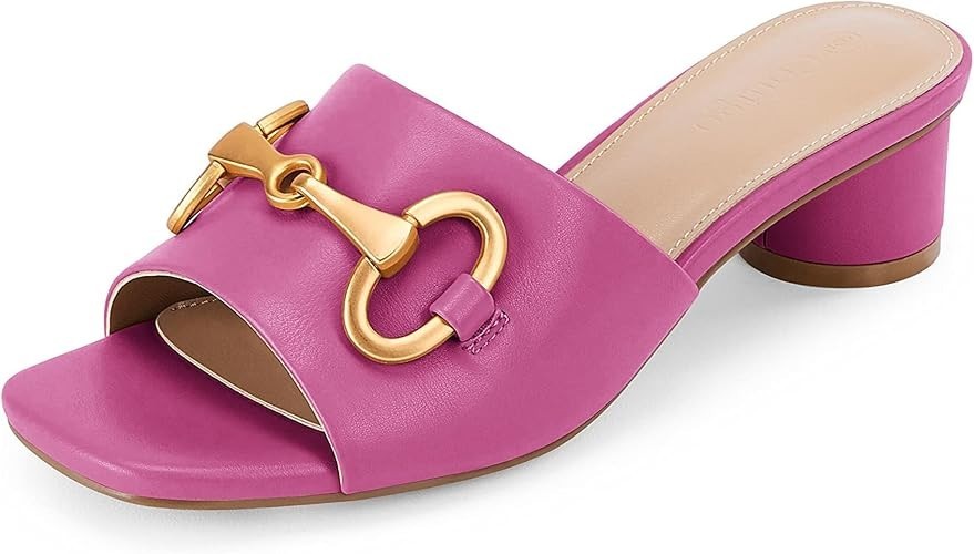 Coutgo Women’s Size 8, Open Toe Slip-On Sandals Comfortable Low Heel Metal Chain