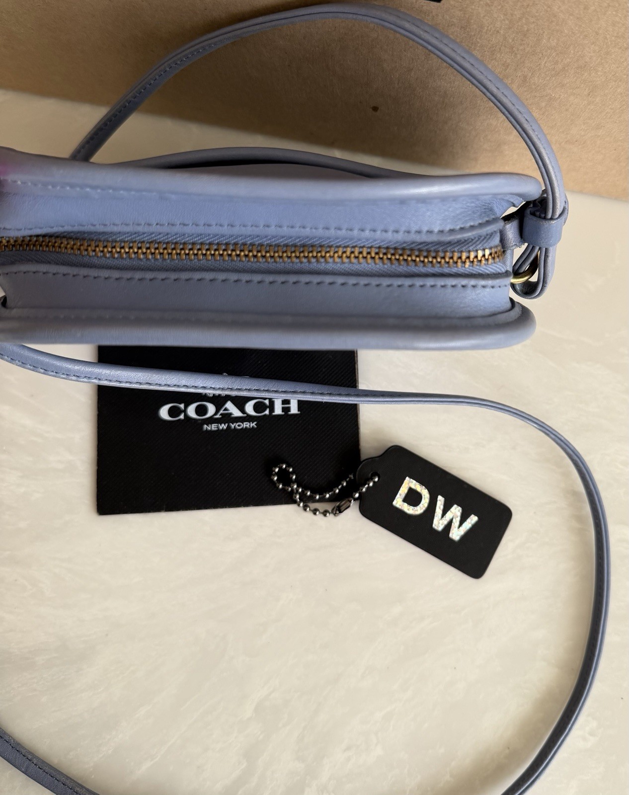 COACH VINTAGE PERIWINKLE BLUE ABBIE ZIP CROSSBODY BAG USA 9017 90’S