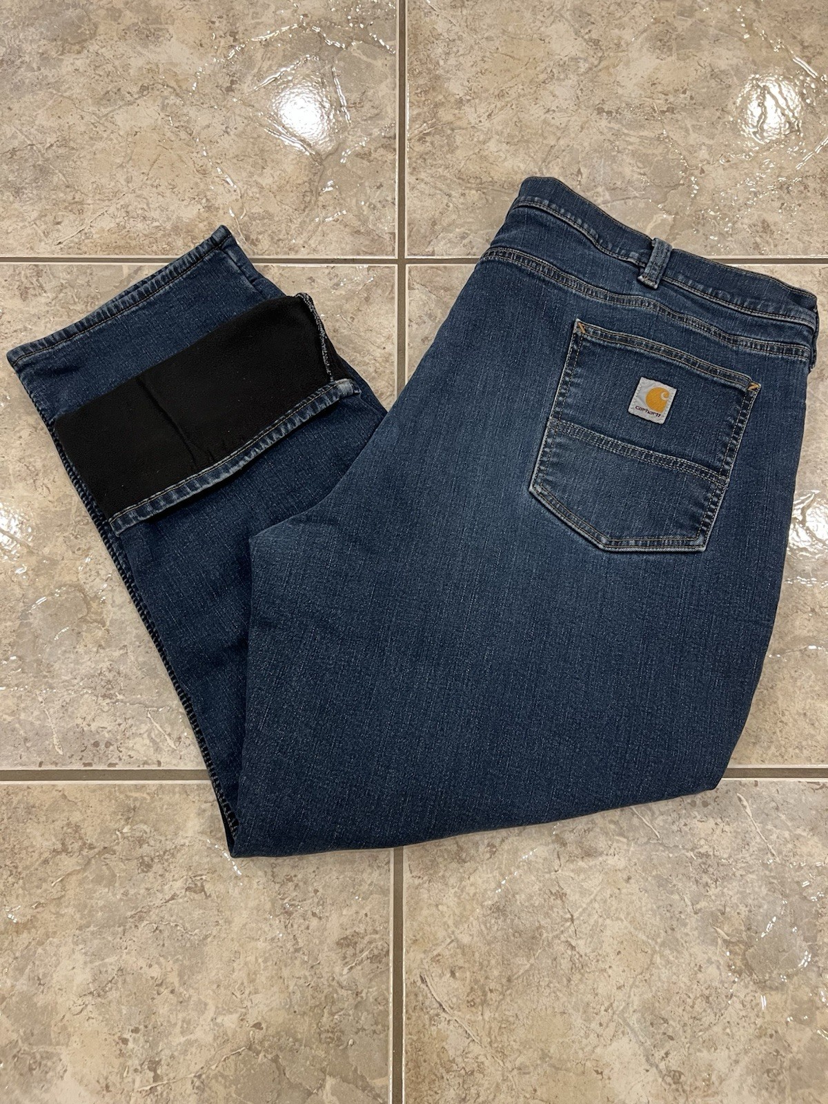 Mens 48X30 Carhartt 104939 Rugged Flex Relaxed Fit Fleece Lined 5 Pocket Jeans