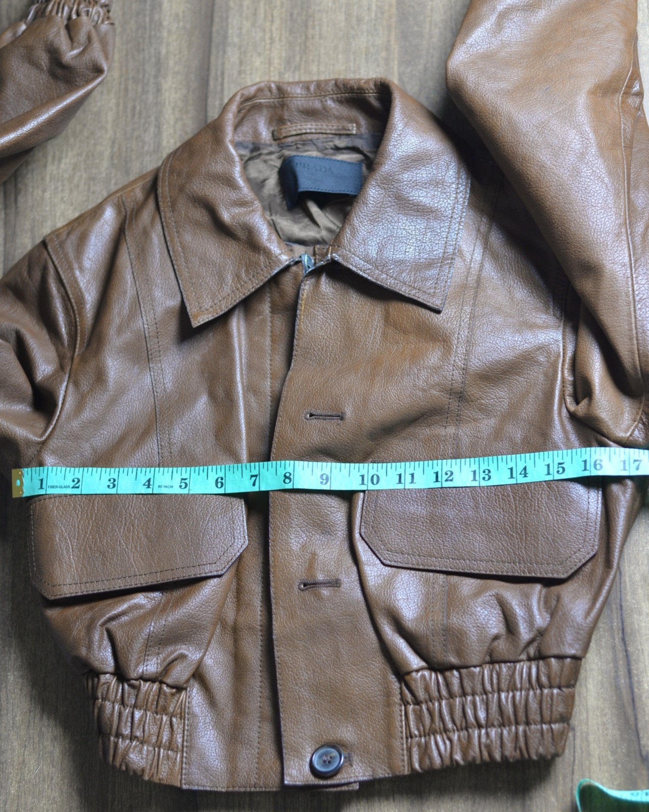 PRADA Vintage Brown Leather Motor Short Jacket Cropped Bomber IT 42 Italy
