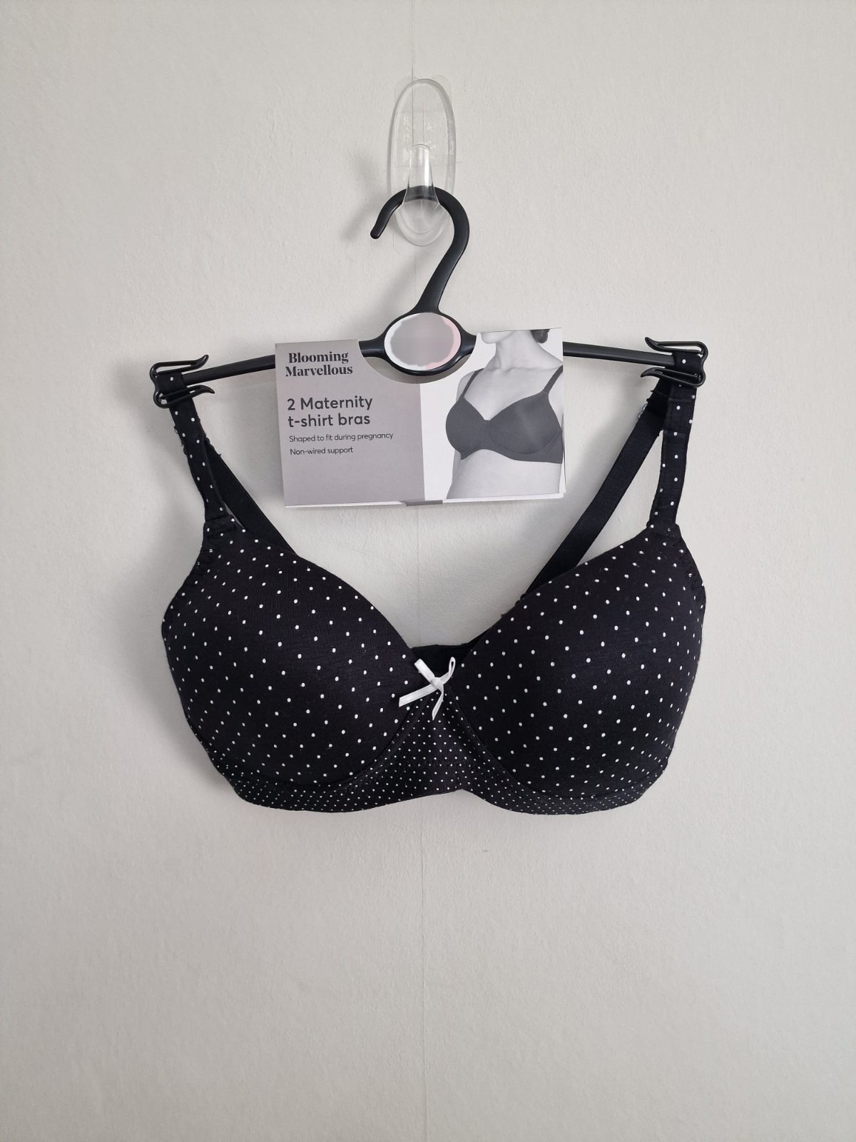 2 x Mothercare Maternity T-shirt Bra Black & White Non-Wired