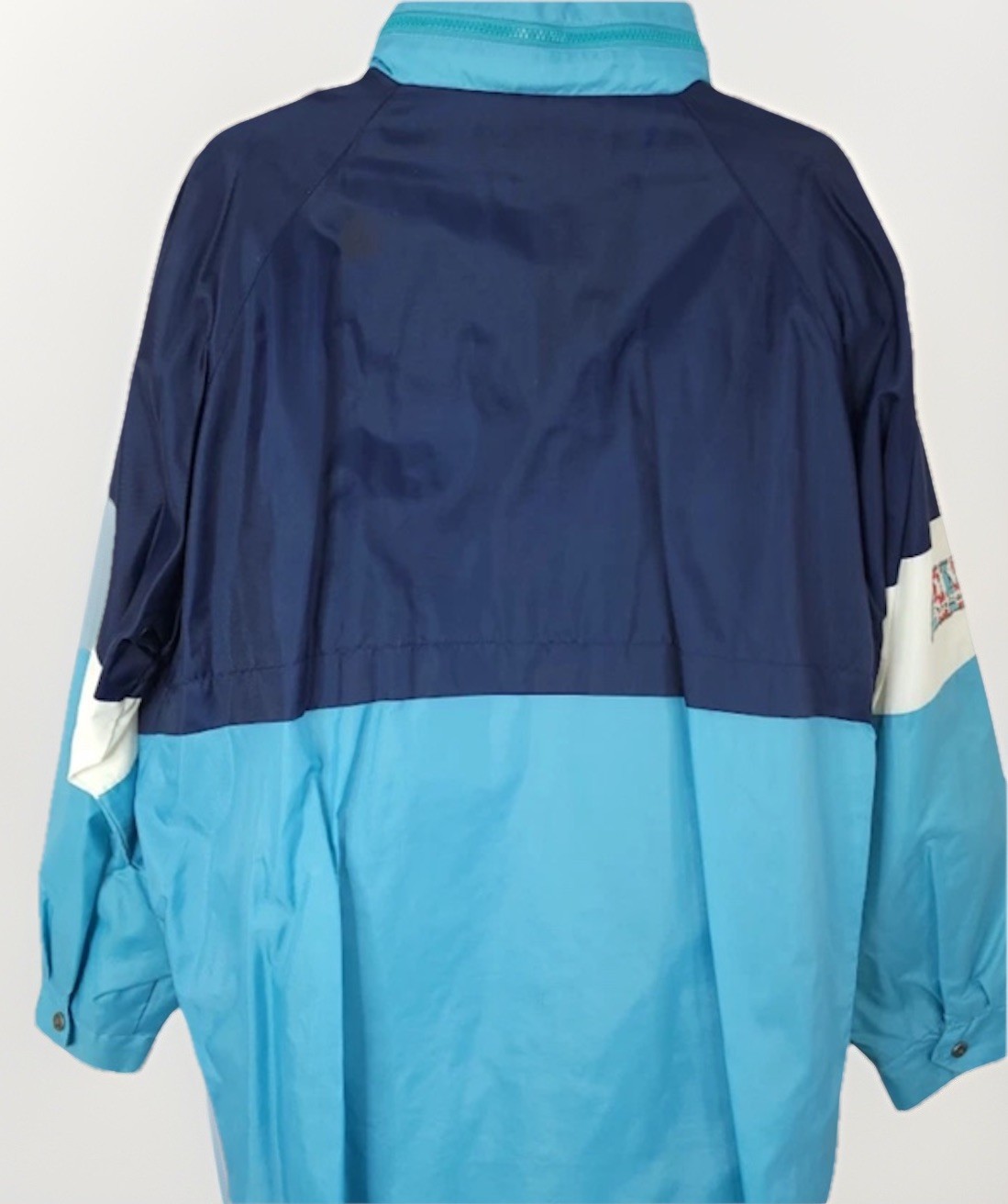 Vintage 90s Colorblock Sailing Jacket Men’s M Aqua Navy Windbreaker Zip Lined