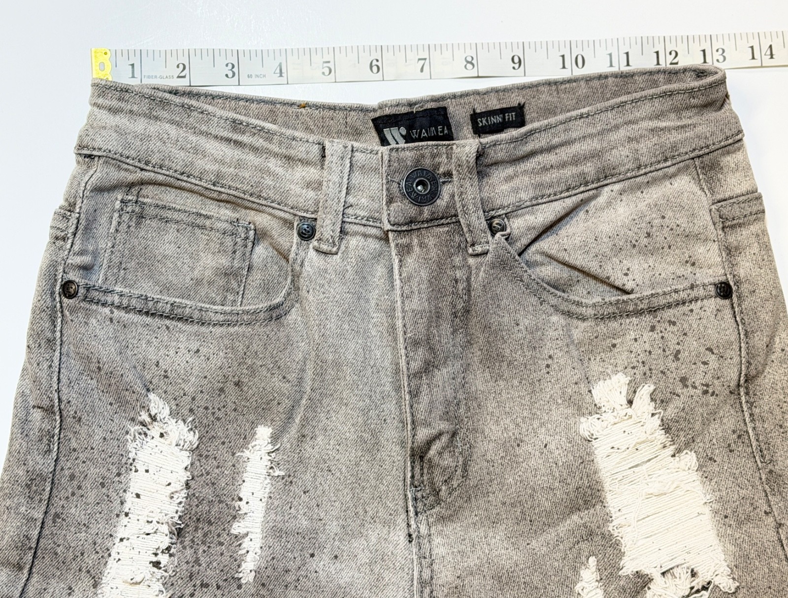 NEW WAIMEA MEN’S STACKED SKINNY JEANS DISTRESSED ACID WASH 28X32