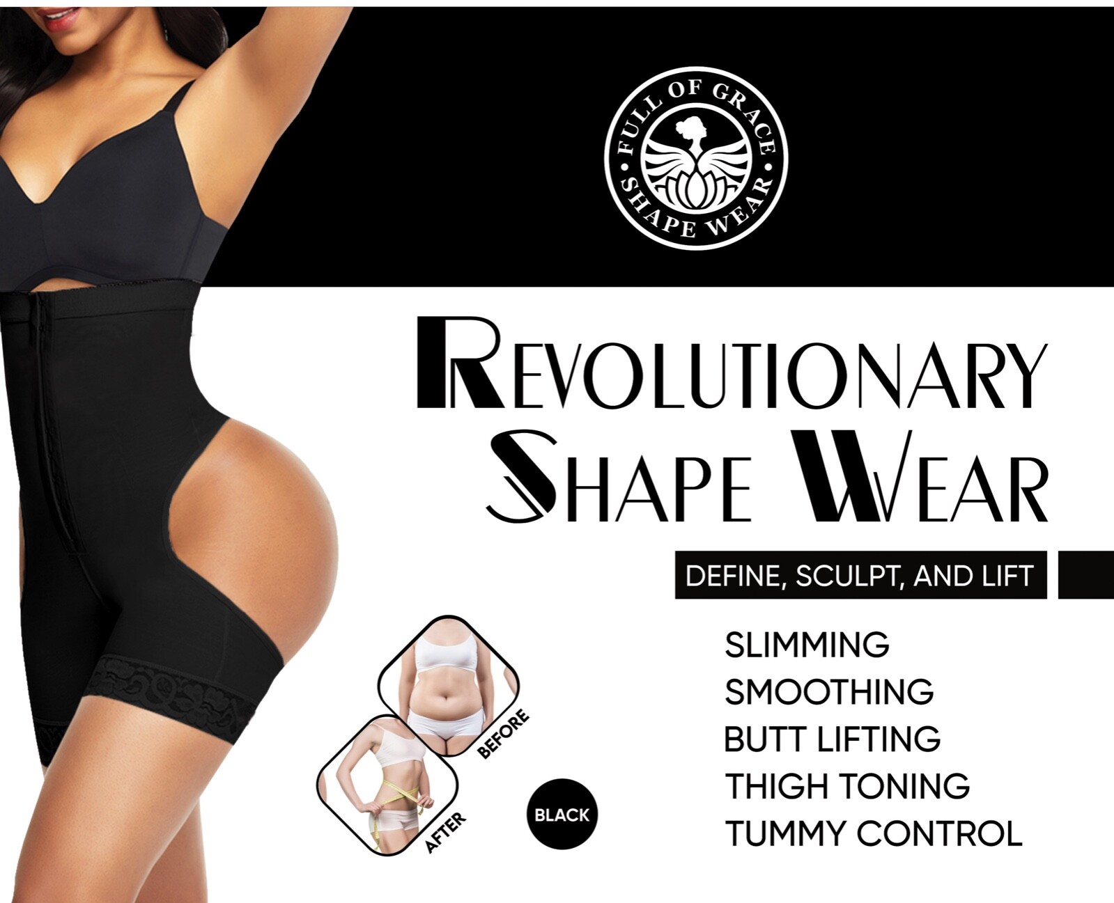 Womens High Waist Butt Lifting Shapewear with Tummy Control