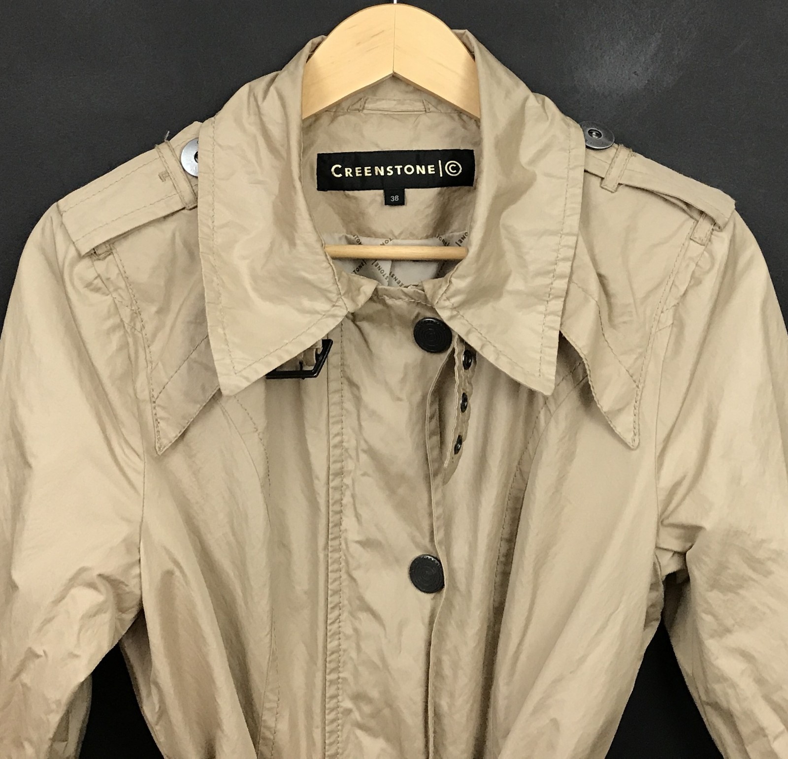 Creenstone Women’s Beige Belted Trench Coat Full-Zip Jacket US Size 6