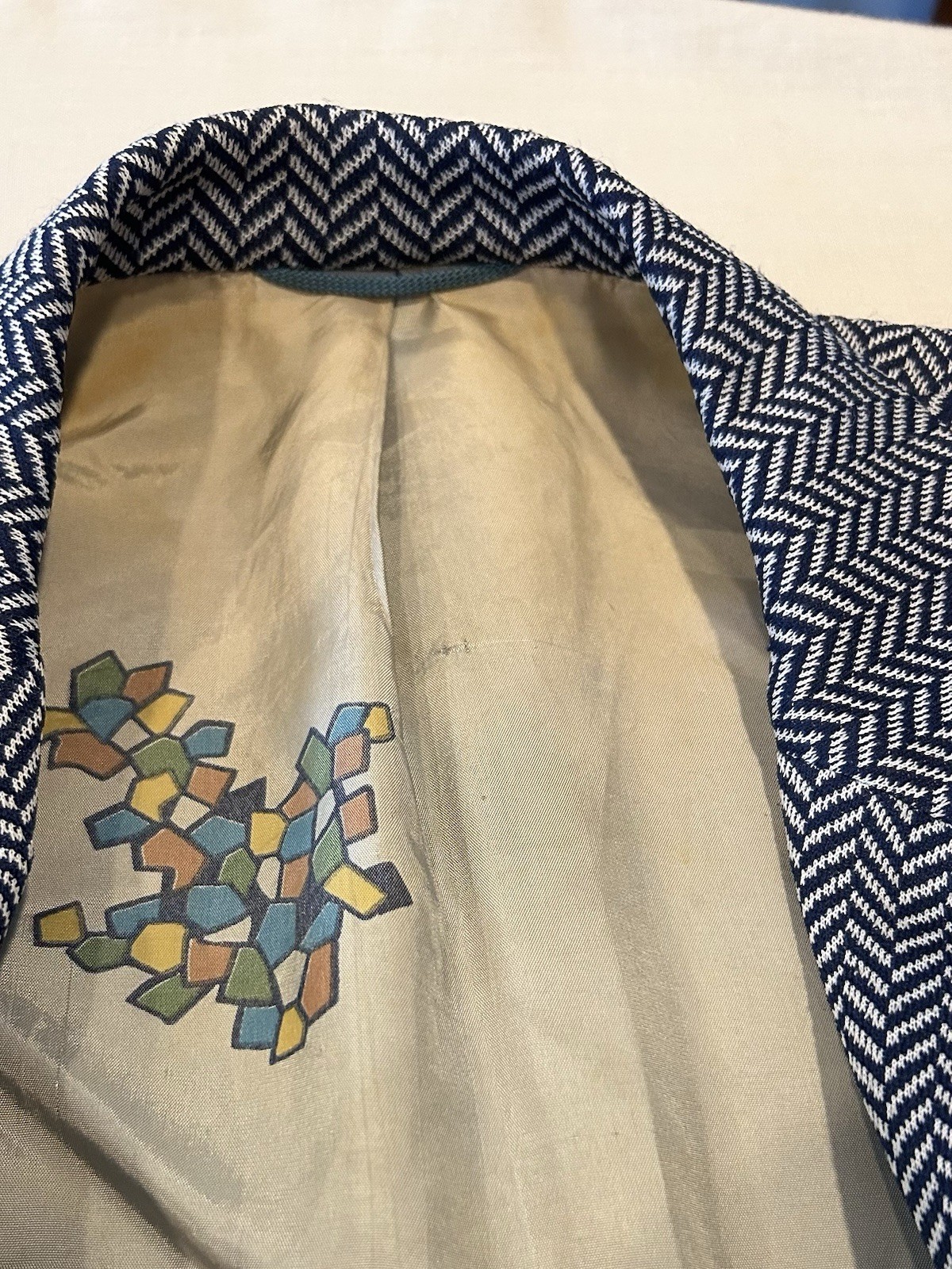 Mr. Ray’s Men’s Blue/White Herringbone Sport Coat Blazer 38R 2-Button