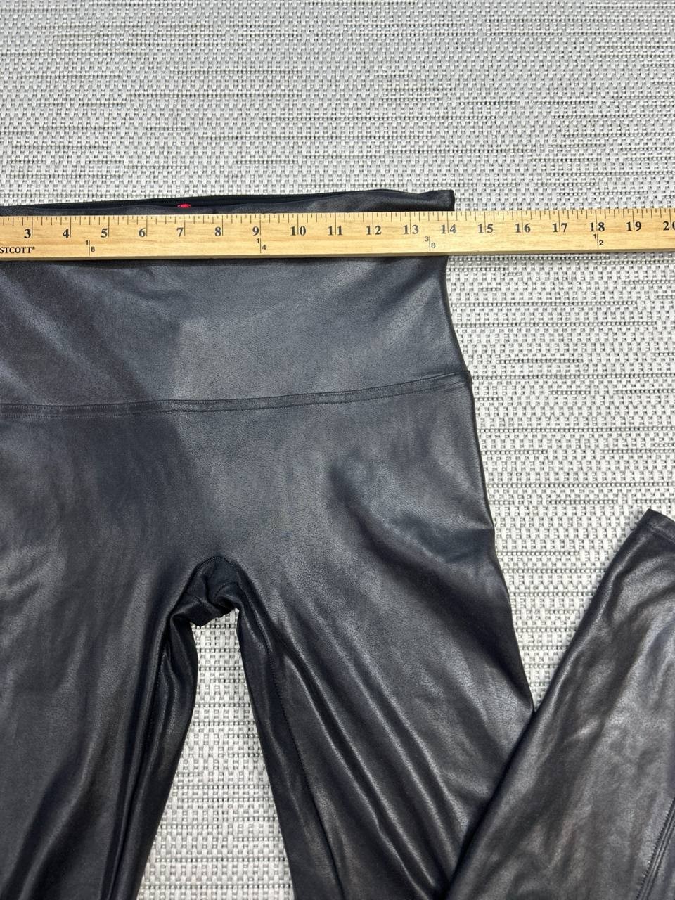 Spanx By Sara Blakely Faux Leather Leggings Womens XL Black Nylon Mid Rise