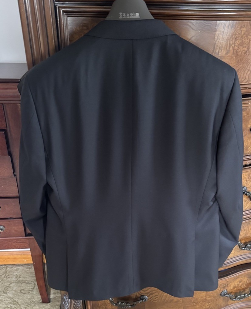 Canali Solid Wool Black Suit Size US 46R / EU 58 MSRP $2295