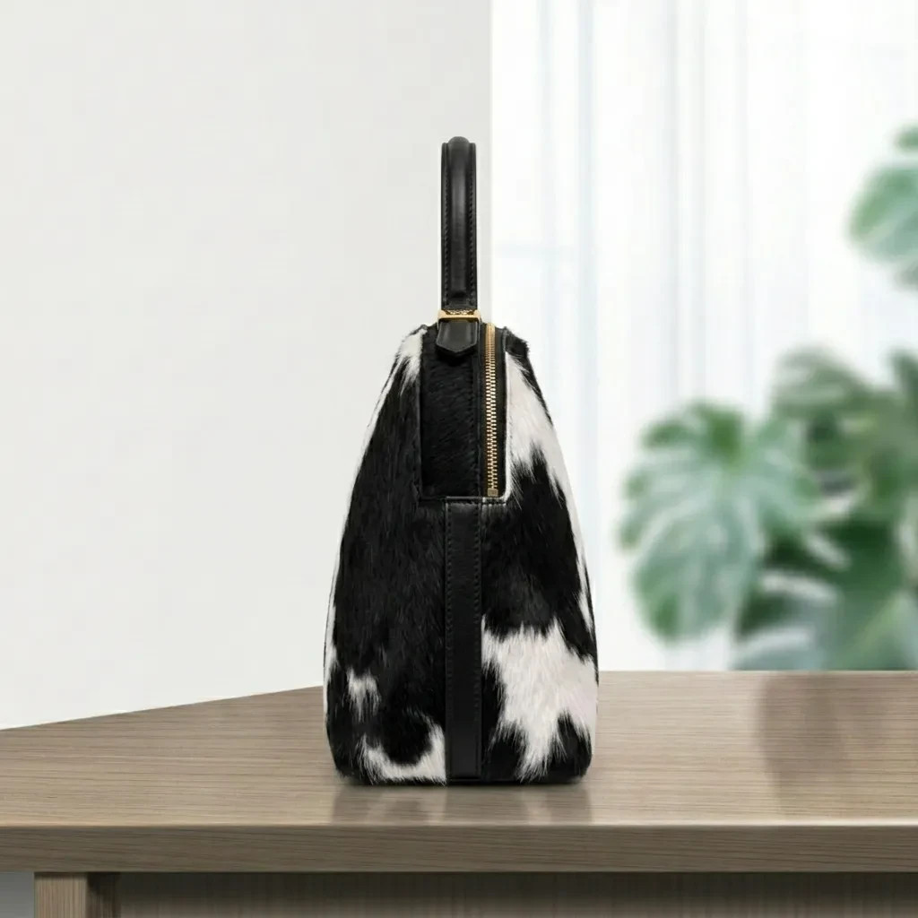 Women’s Hair On Cowhide Leather Shoulder Bag Natural Black White Western Purse