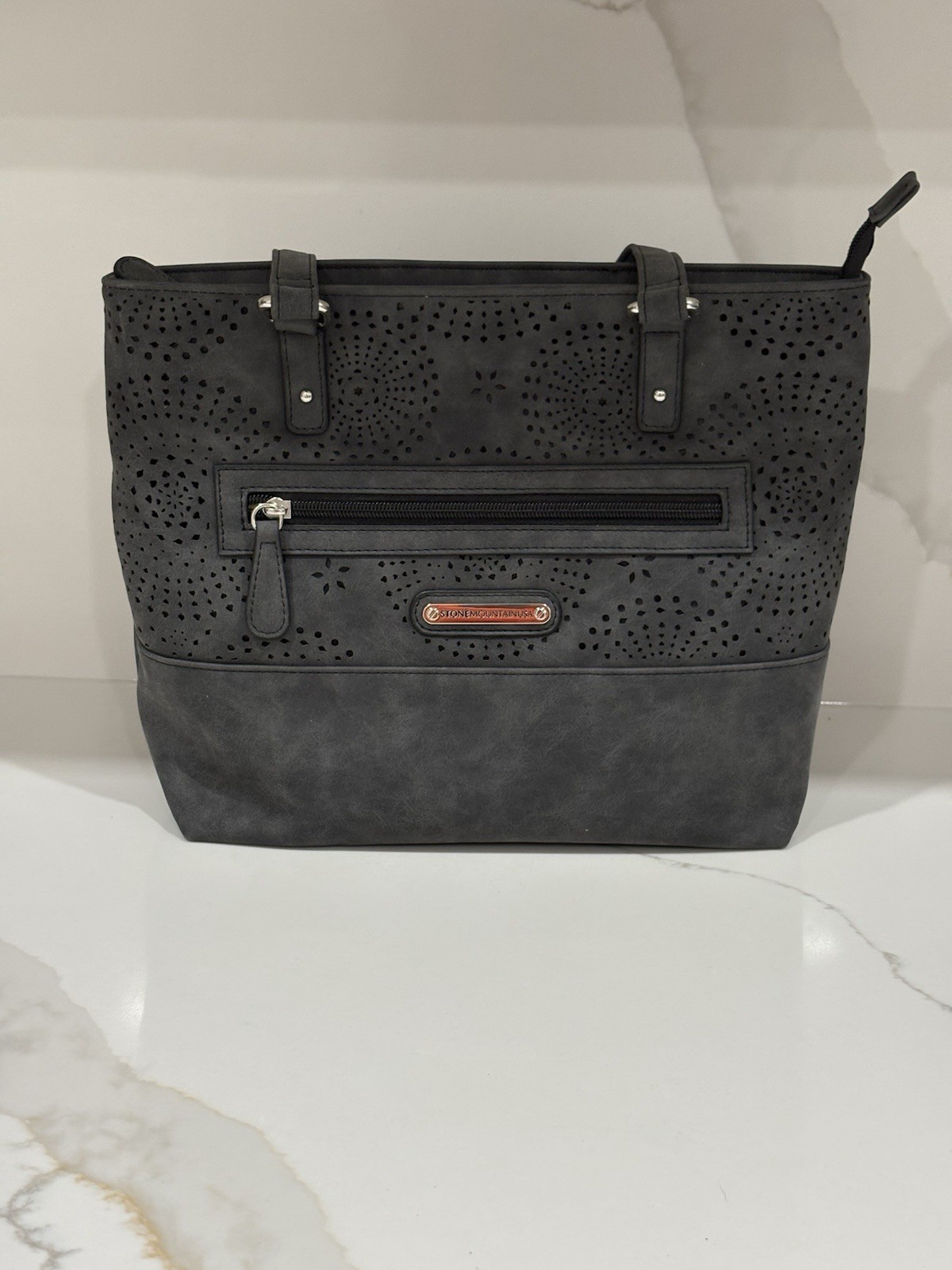 Stone Mountain USA Donna Perforated Nubuck Tote Handbag
