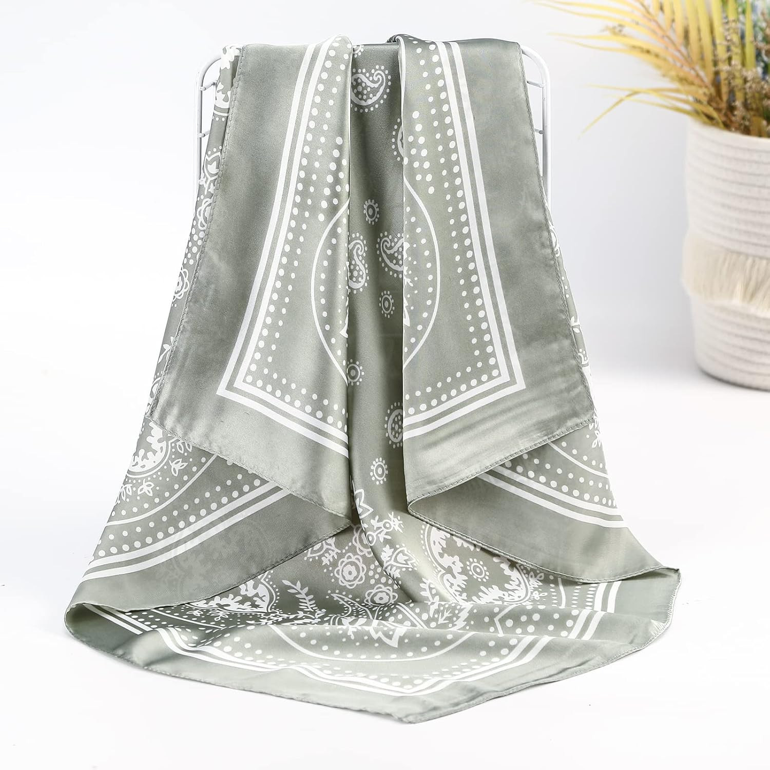 27 Inches Silk Feeling Square Head Scarf – 4 Pcs Satin Square Head Scarves for W