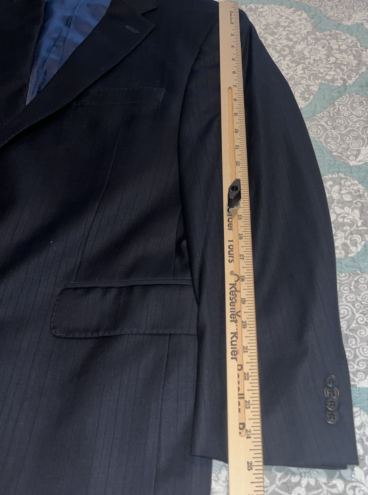 Peter Millar Blazer Men’s 42R Blue Wool 2 Btn Patch Pocket Double Vent Half Line