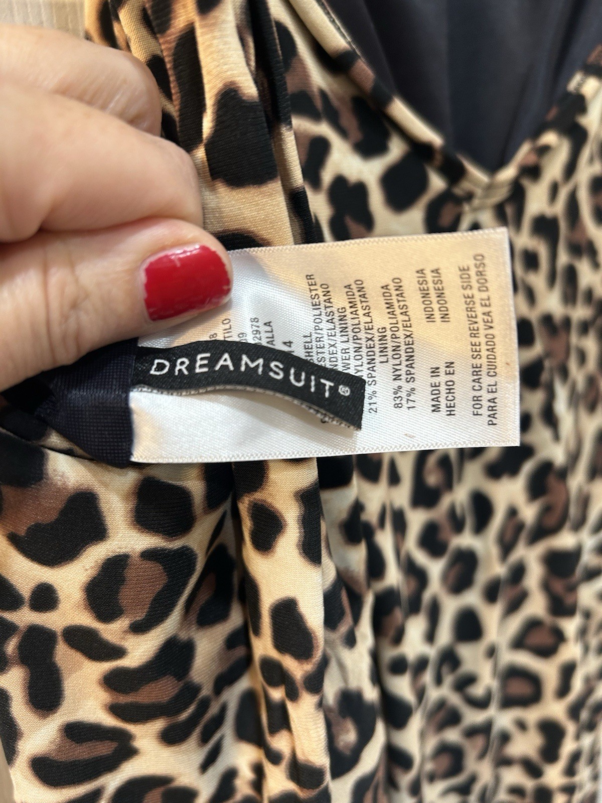 Dreamsuit by Miracle Brands Tiered Leopard Print Halter Swim Top Sz 14 Ruffled