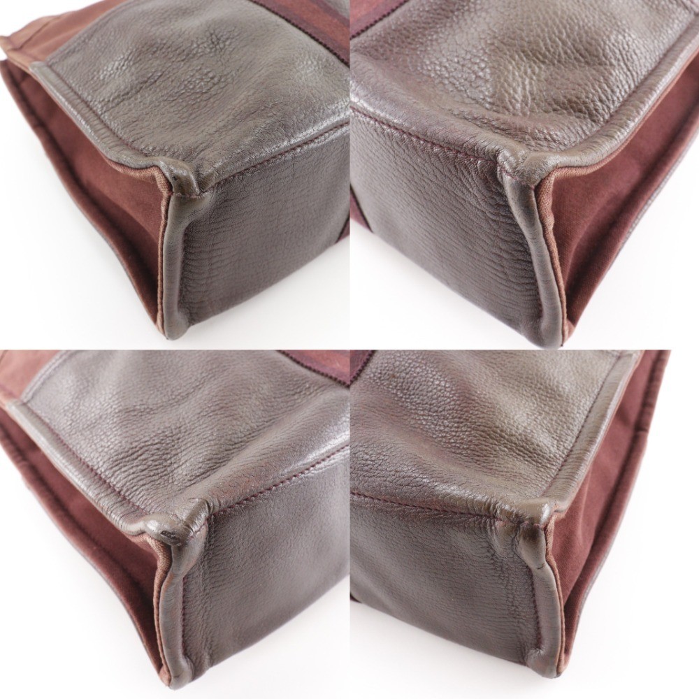 HERMES Sack Fourre ToutMM Handbag Half leather Brown Cotton canvas/leather…