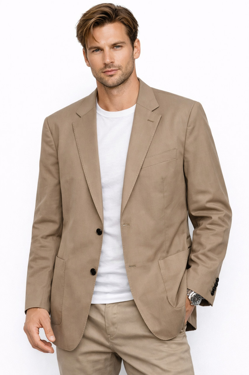 TODD SNYDER Mayfair Fit Blazer Sport Coat 40 R Khaki Tan Stretch Cotton Casual
