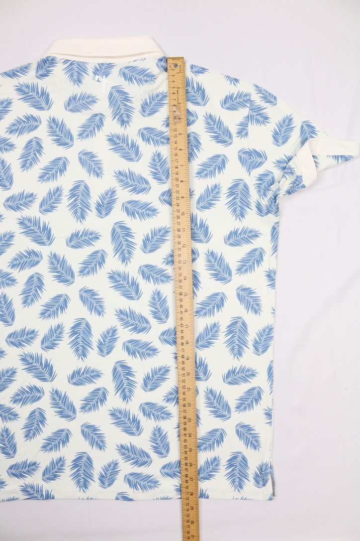 Anderson Ord Canal Polo Creme / Laguna Blue Size M Floral Wick Quick Dry Stretch