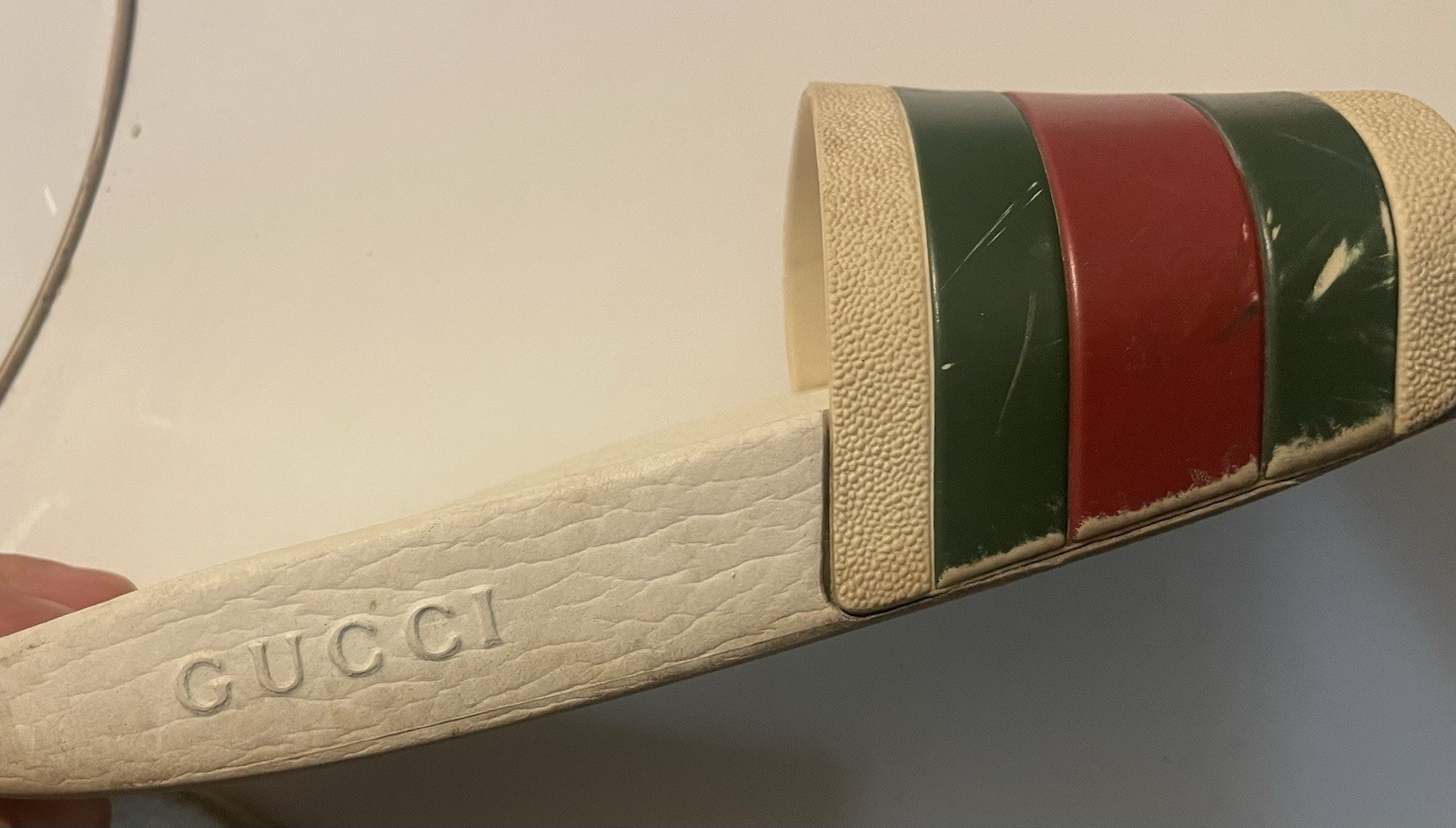 Gucci White Web Slide Size US 9 EU 42