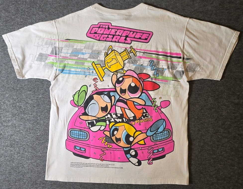 Vtg 02 Powerpuff Girls Wacky Racing Cartoon Network Tee Size L Racing Champions