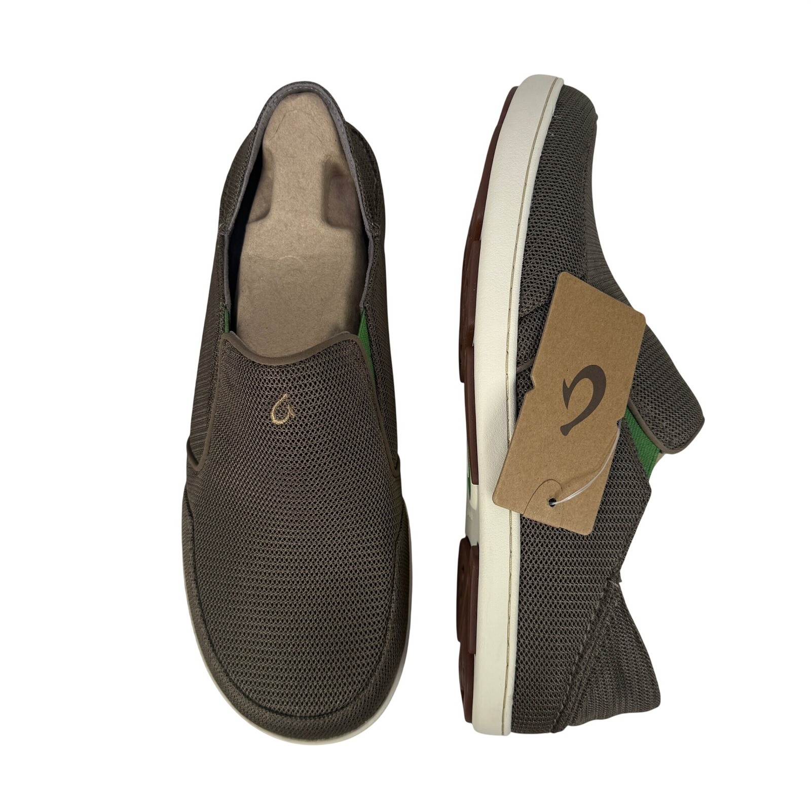OluKai Nohea Mesh Slip On Shoes Mens 11.5 Mustang Lime Peel Comfort Casual 10188