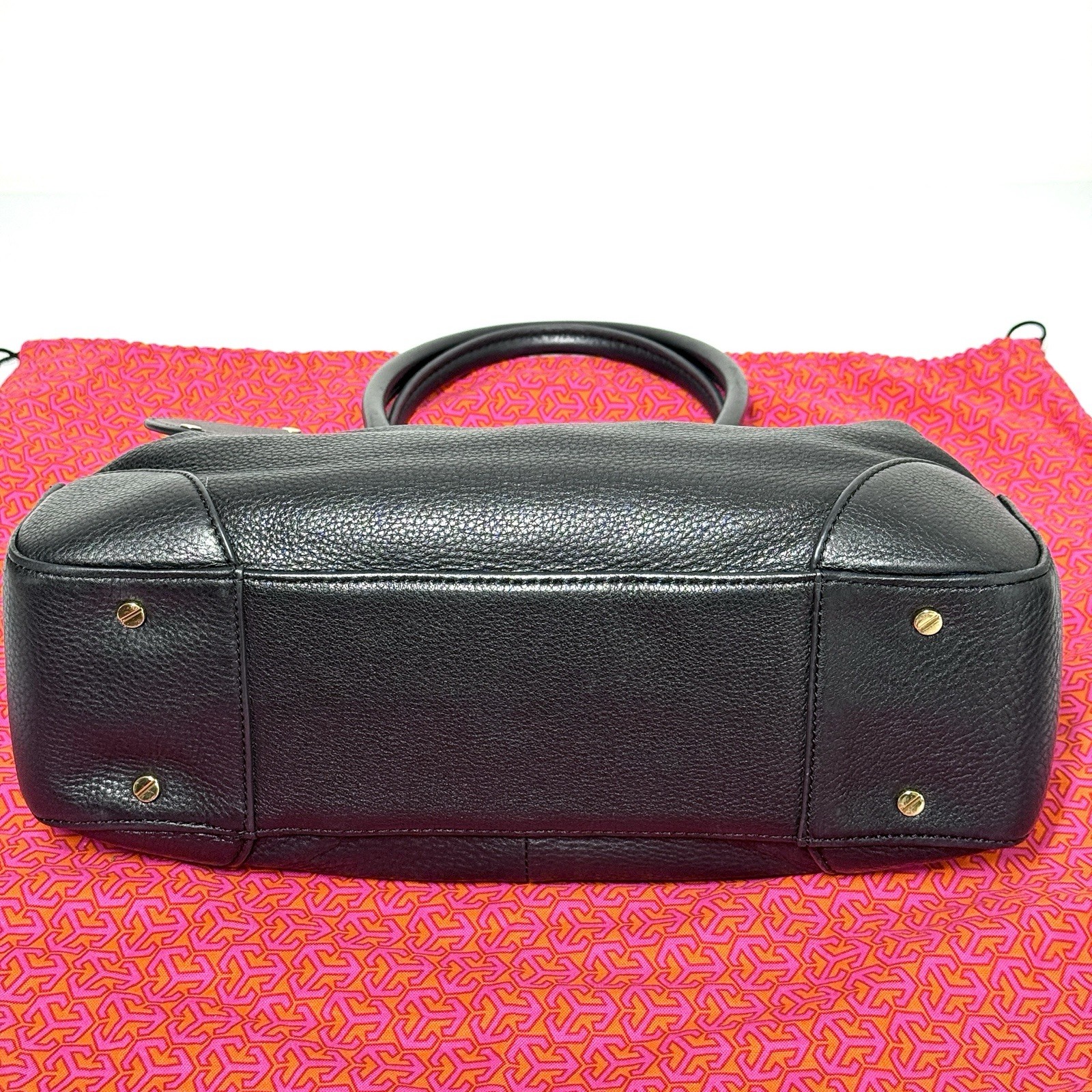 Tory Burch Robinson Triple Compartment Black Pebbled Leather Tote Shoulder Bag